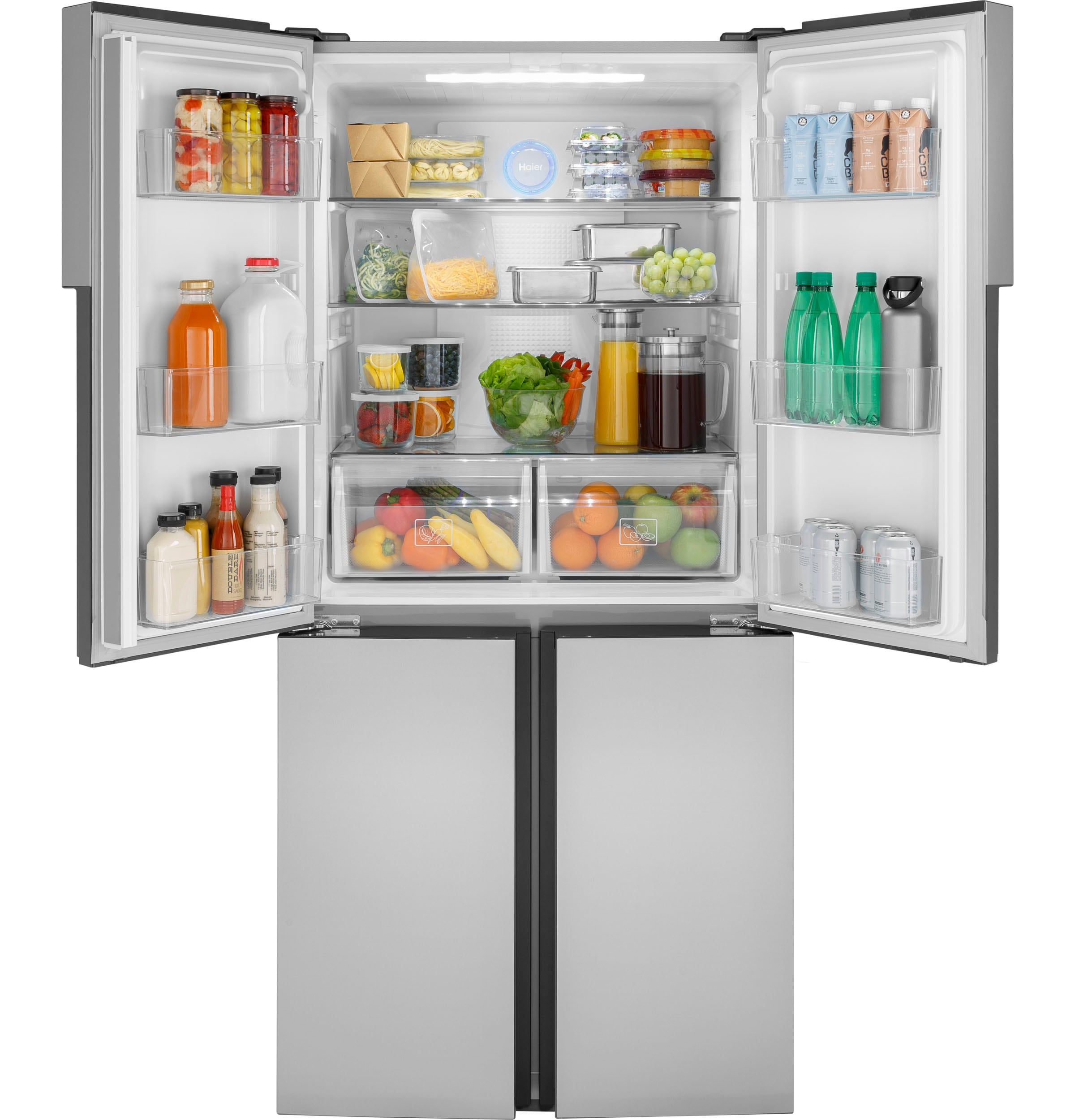 Refrigerador Haier de 16.8 pies cúbicos de profundidad de mostrador con congelador inferior y opción de fabricador de hielo (se vende por separado) (Acero inoxidable) Certificado ENERGY STAR QHE16HYPFS