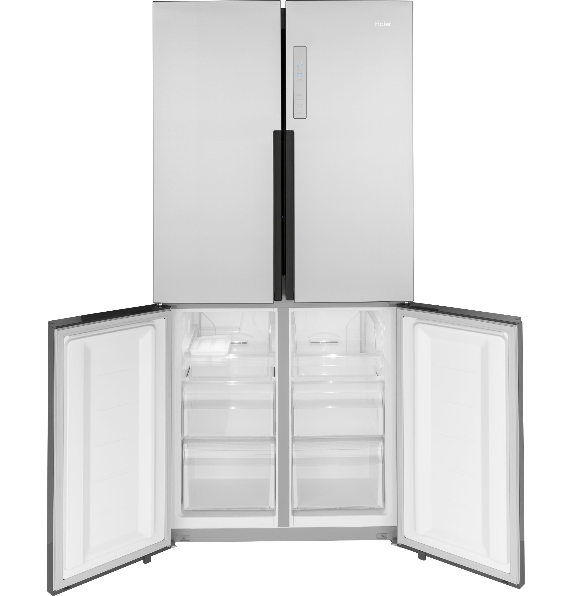 Refrigerador Haier de 16.8 pies cúbicos de profundidad de mostrador con congelador inferior y opción de fabricador de hielo (se vende por separado) (Acero inoxidable) Certificado ENERGY STAR QHE16HYPFS