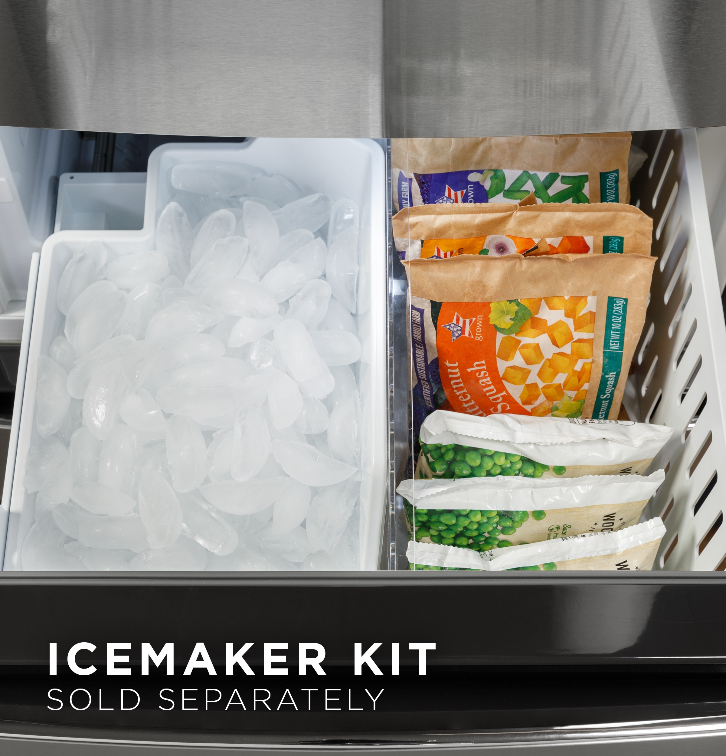 Refrigerador de fondo congelador GE de 11.9 pies cúbicos, con opción de fabricador de hielo (se vende por separado) en acero inoxidable certificado ENERGY STAR GLE12HSPSS