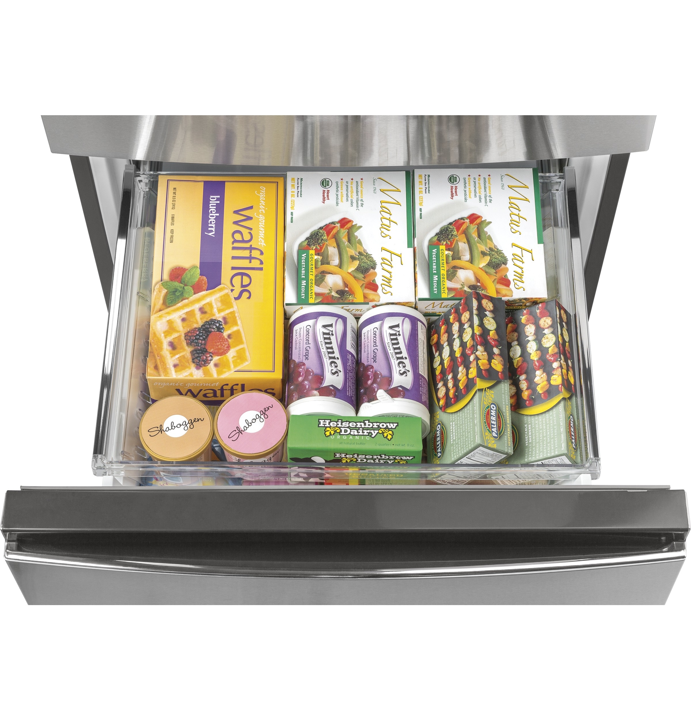 Refrigerador de fondo congelador GE de 11.9 pies cúbicos, con opción de fabricador de hielo (se vende por separado) en acero inoxidable certificado ENERGY STAR GLE12HSPSS