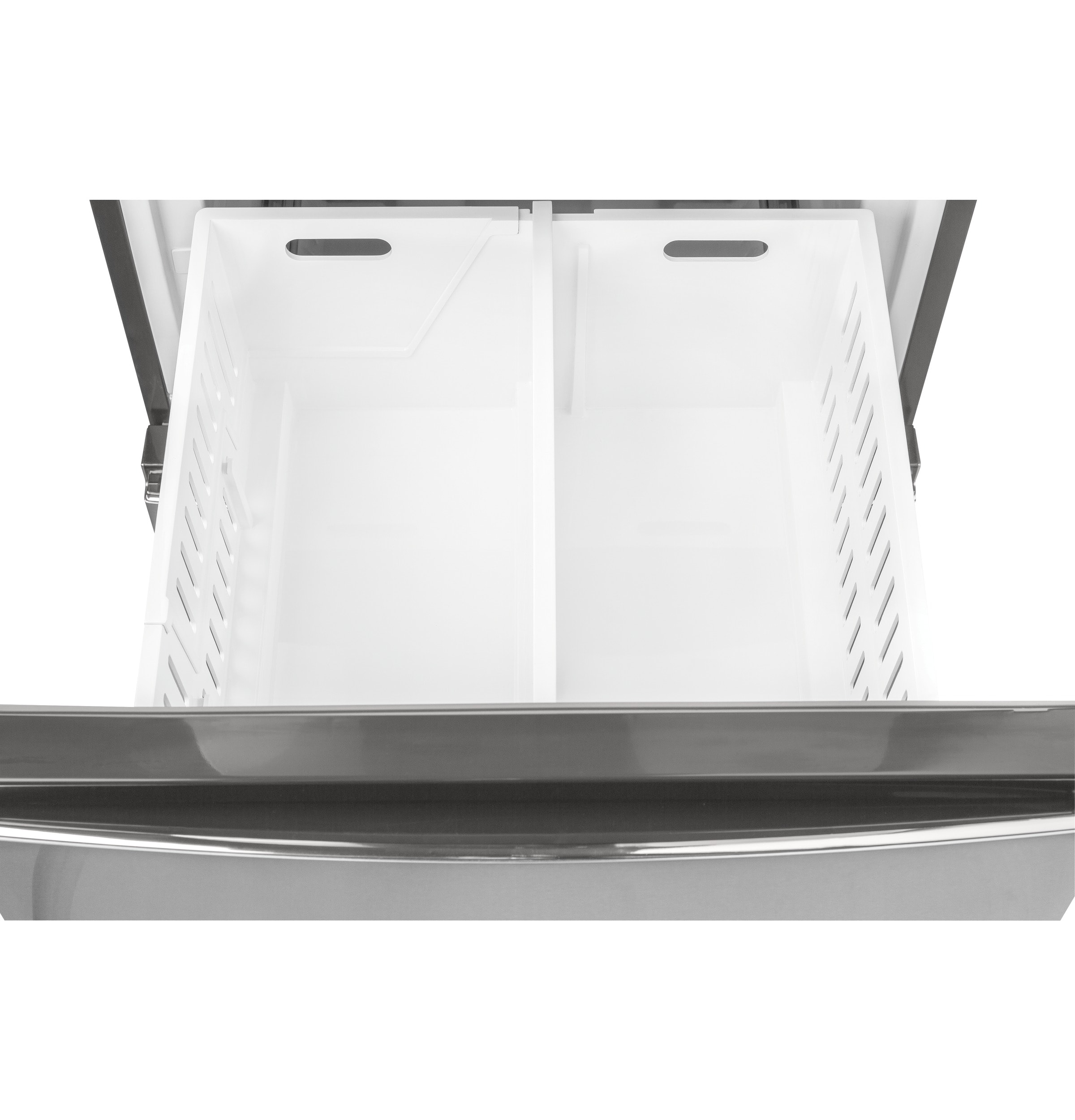 Refrigerador de fondo congelador GE de 11.9 pies cúbicos, con opción de fabricador de hielo (se vende por separado) en acero inoxidable certificado ENERGY STAR GLE12HSPSS