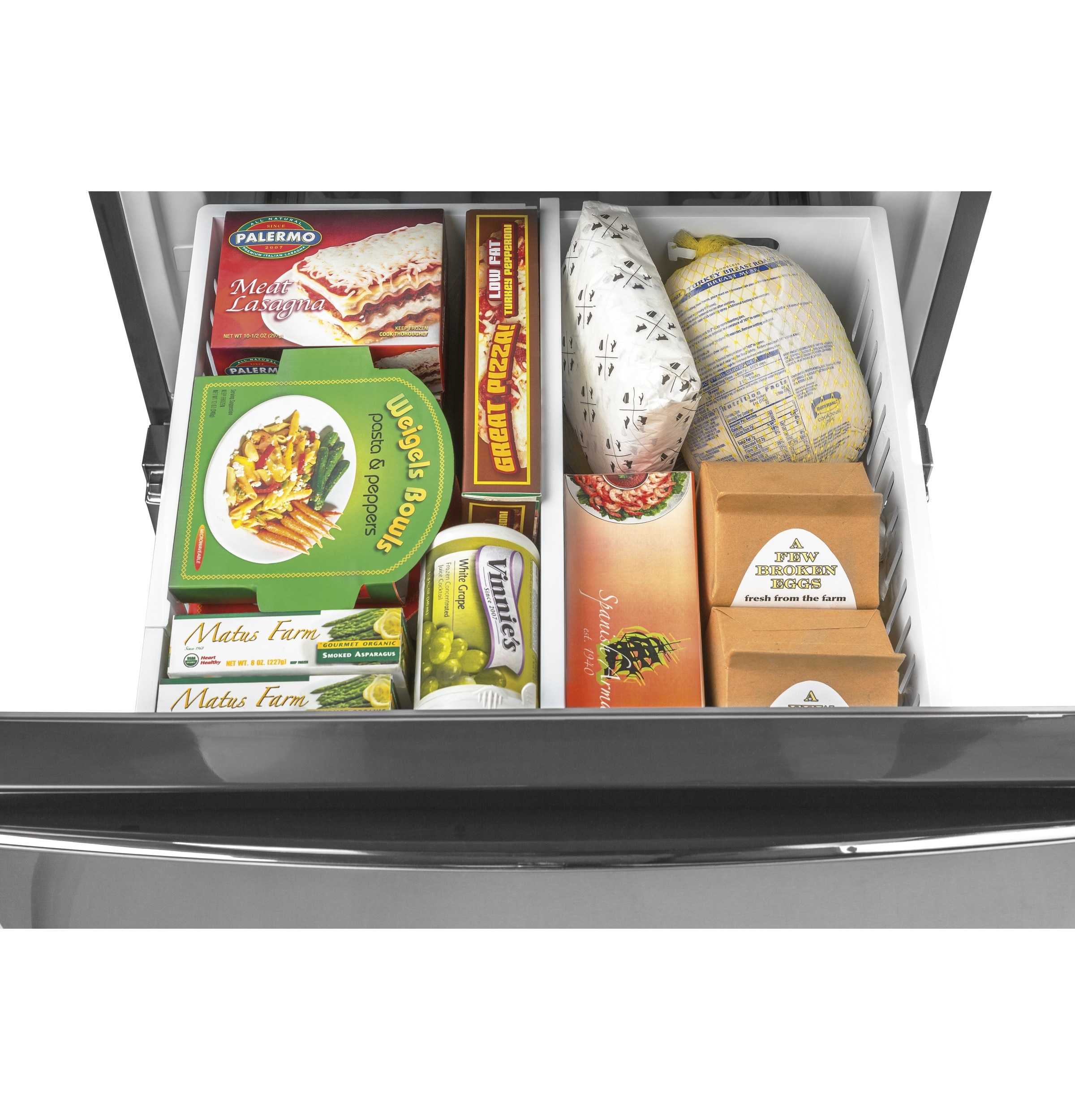 Refrigerador de fondo congelador GE de 11.9 pies cúbicos, con opción de fabricador de hielo (se vende por separado) en acero inoxidable certificado ENERGY STAR GLE12HSPSS