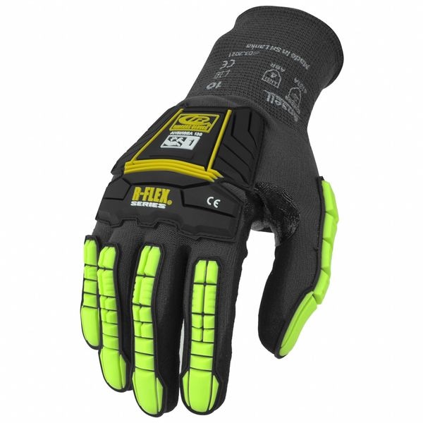 Guantes Ringers para abrasión/impacto, Nivel de corte A1, calibre 15, negro, XL (10) - R-840VP