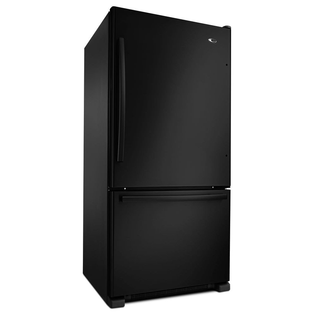 Refrigerador con congelador inferior de profundidad estándar de 22.1 pies cúbicos Amana con opción de fabricador de hielo (se vende por separado) (Negro) ABB2224BRB