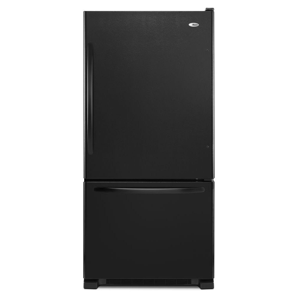 Refrigerador con congelador inferior de profundidad estándar de 22.1 pies cúbicos Amana con opción de fabricador de hielo (se vende por separado) (Negro) ABB2224BRB