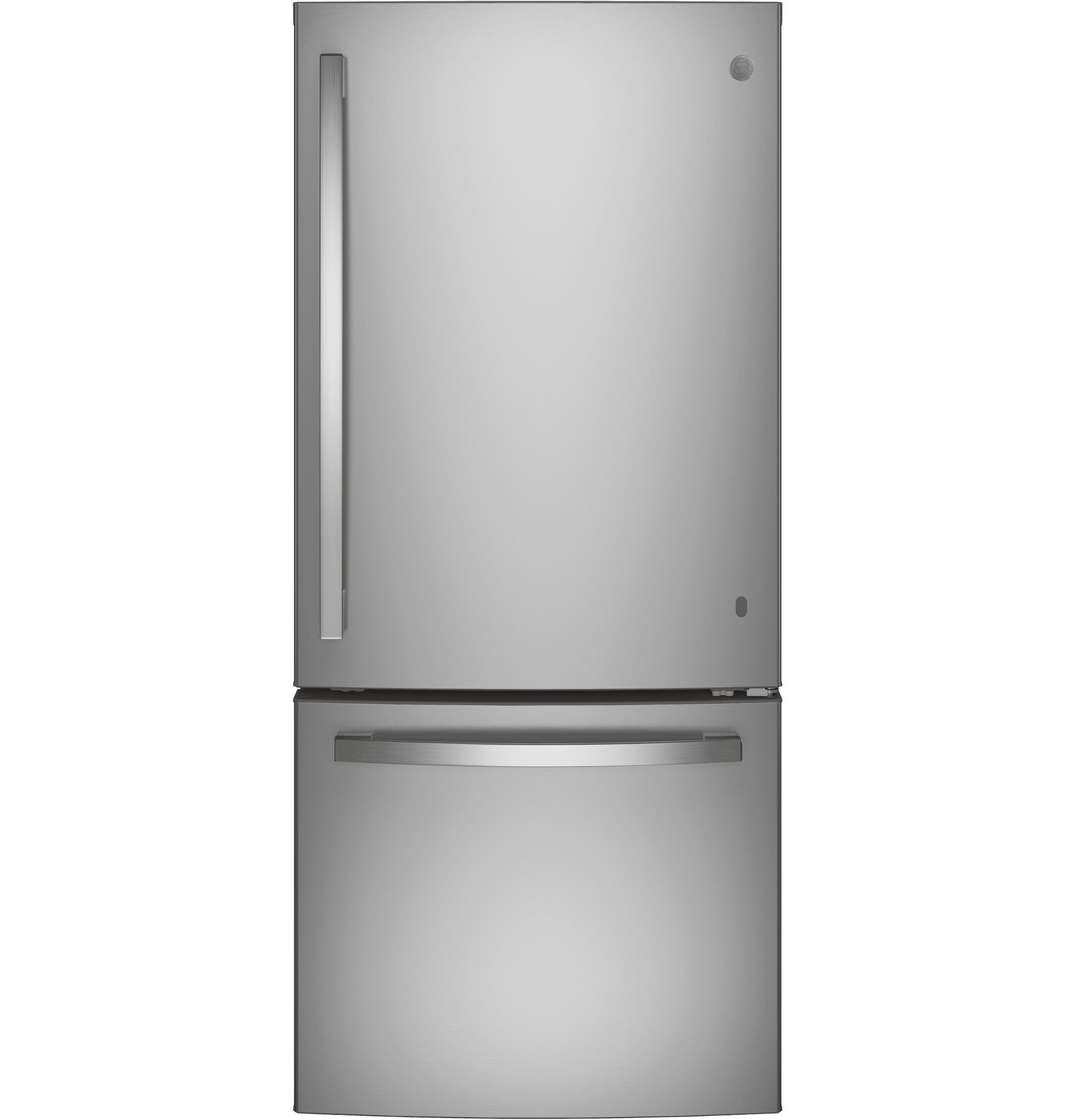Refrigerador con congelador inferior estándar de 20.8 pies cúbicos GE con máquina de hielo opcional (se vende por separado) (Acero inoxidable) Certificado ENERGY STAR GBE21DYKFS