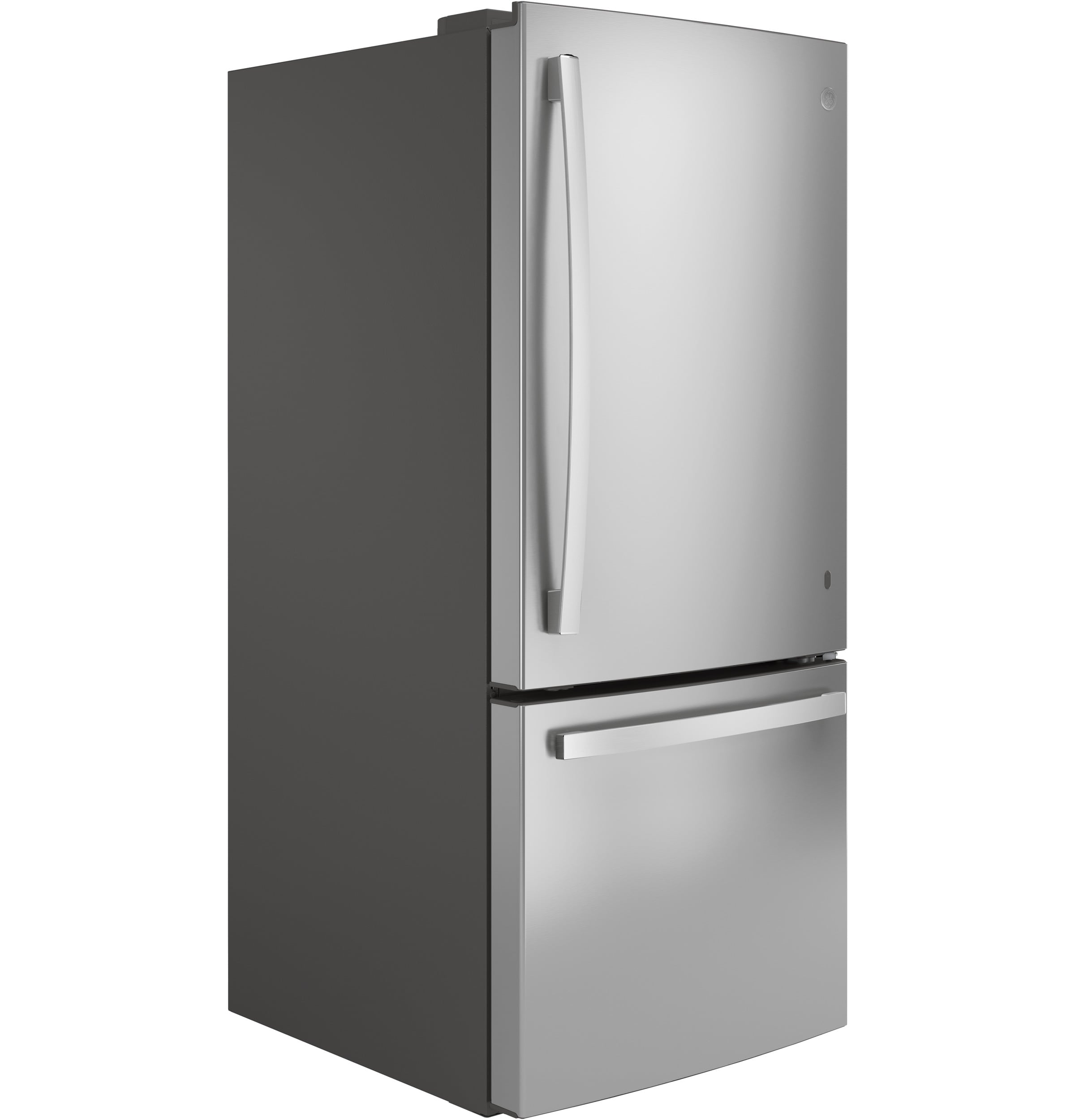 Refrigerador con congelador inferior estándar de 20.8 pies cúbicos GE con máquina de hielo opcional (se vende por separado) (Acero inoxidable) Certificado ENERGY STAR GBE21DYKFS