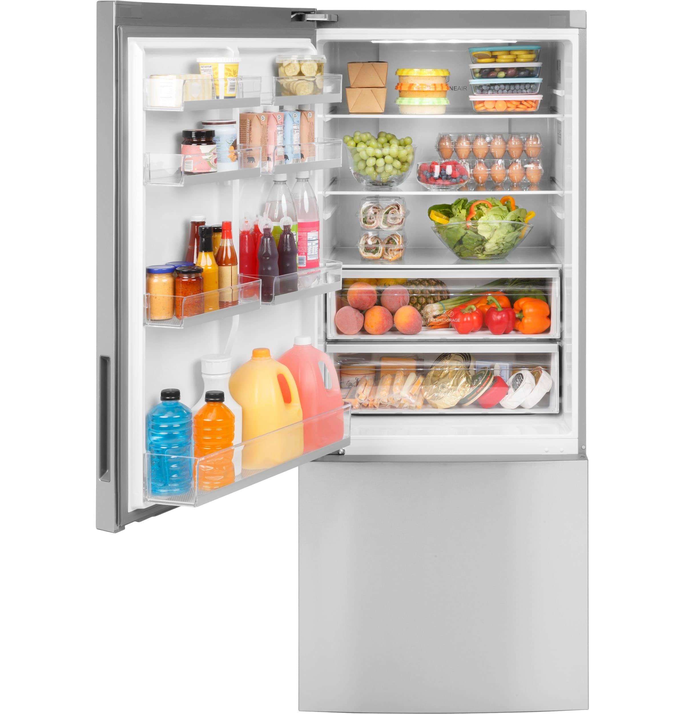 Refrigerador de fondo congelador estándar de 15 pies cúbicos de acero inoxidable - Certificado ENERGY STAR
