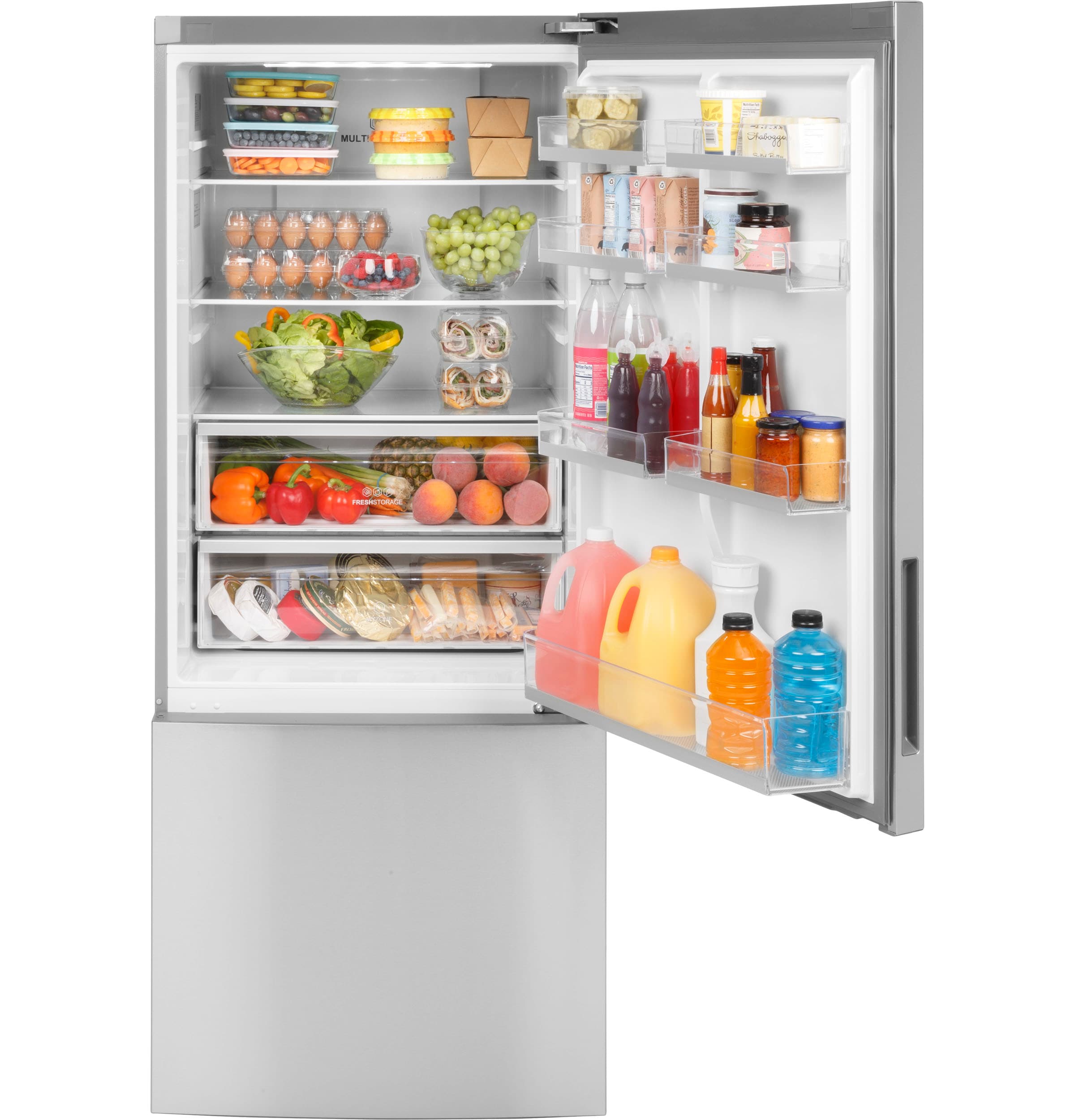 Refrigerador de fondo congelador estándar de 15 pies cúbicos de acero inoxidable - Certificado ENERGY STAR