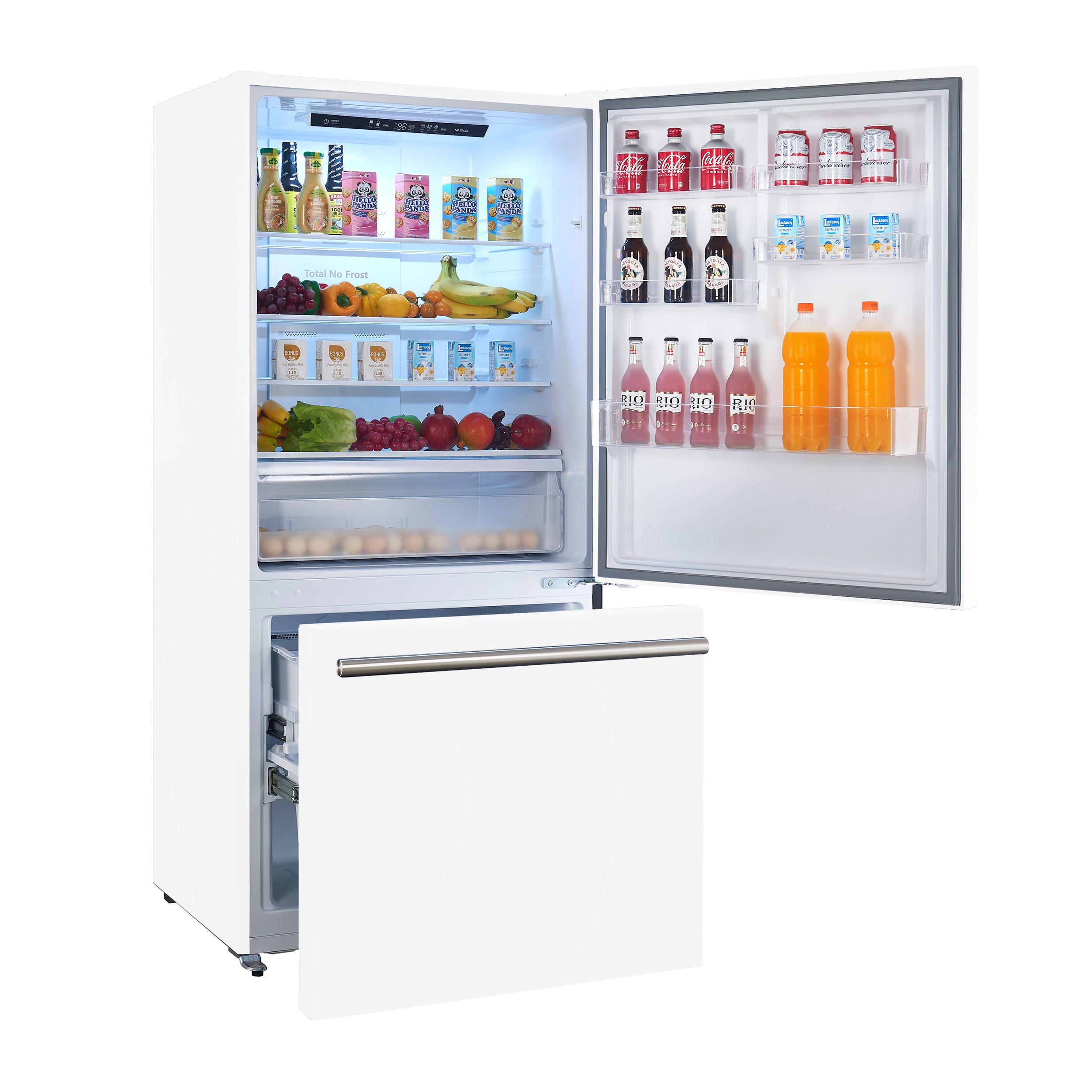 Refrigerador con congelador inferior de profundidad de mostrador de 17.2 pies cúbicos en color blanco, certificado ENERGY STAR