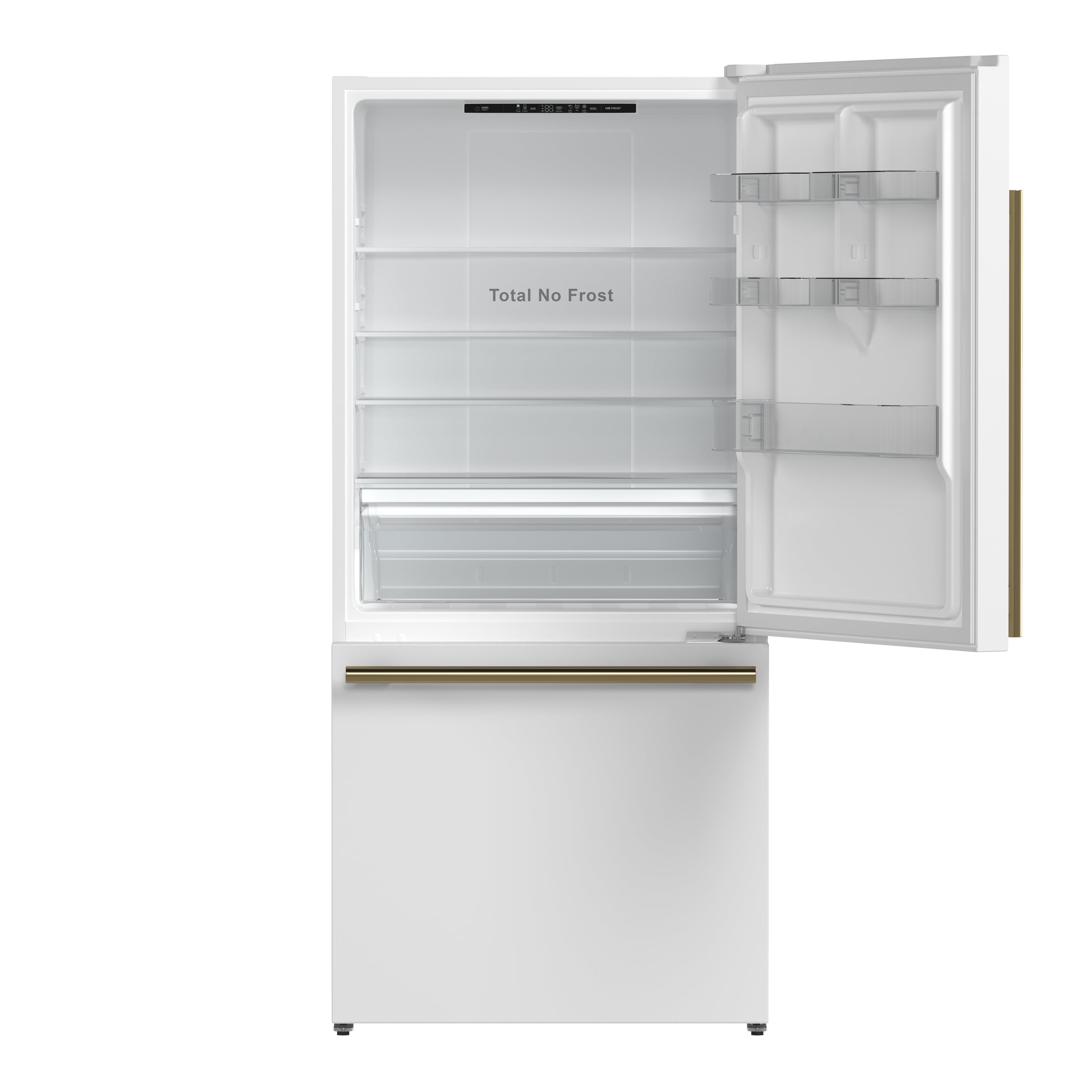Refrigerador con congelador inferior de profundidad de mostrador de 17.2 pies cúbicos en color blanco, certificado ENERGY STAR
