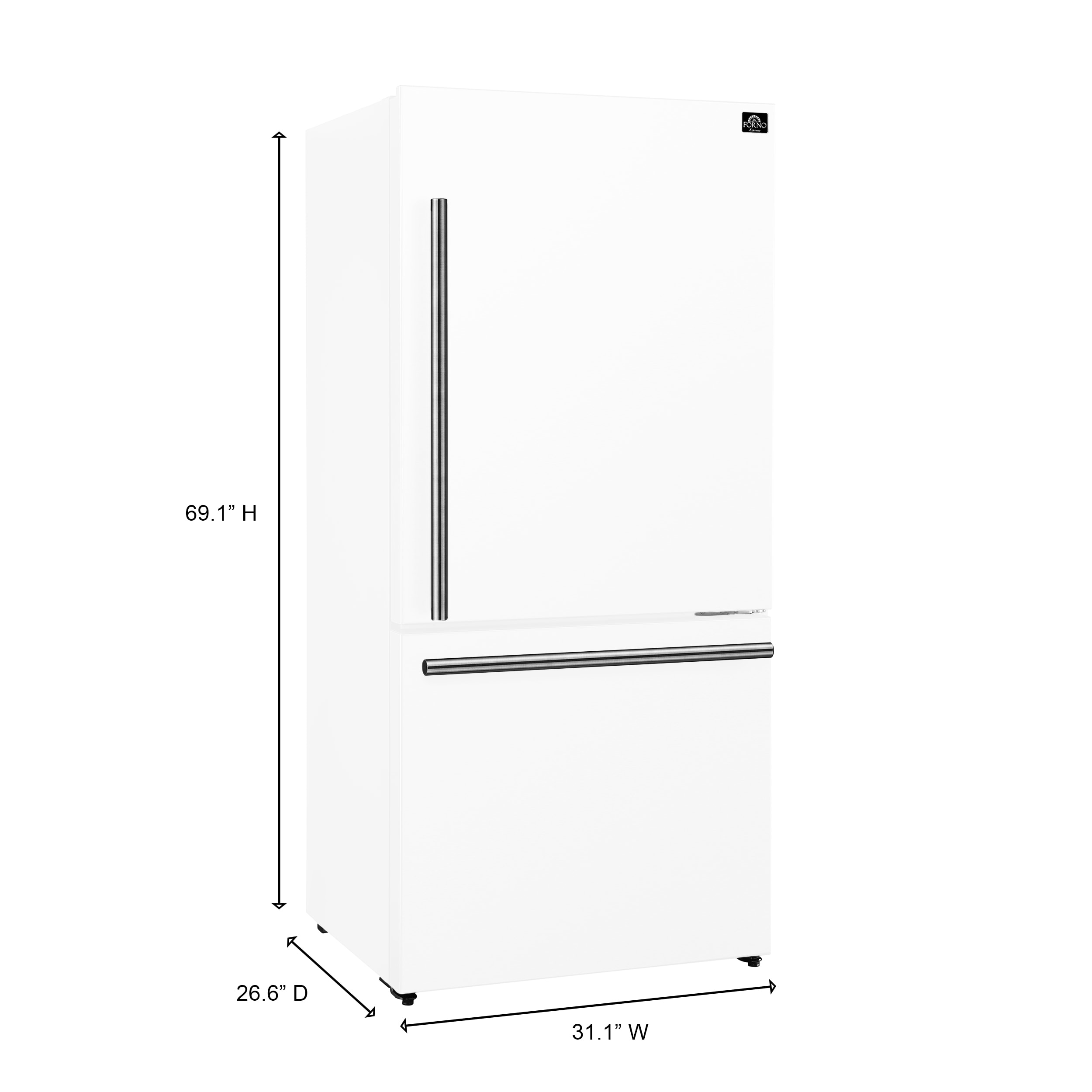 Refrigerador con congelador inferior de profundidad de mostrador de 17.2 pies cúbicos en color blanco, certificado ENERGY STAR