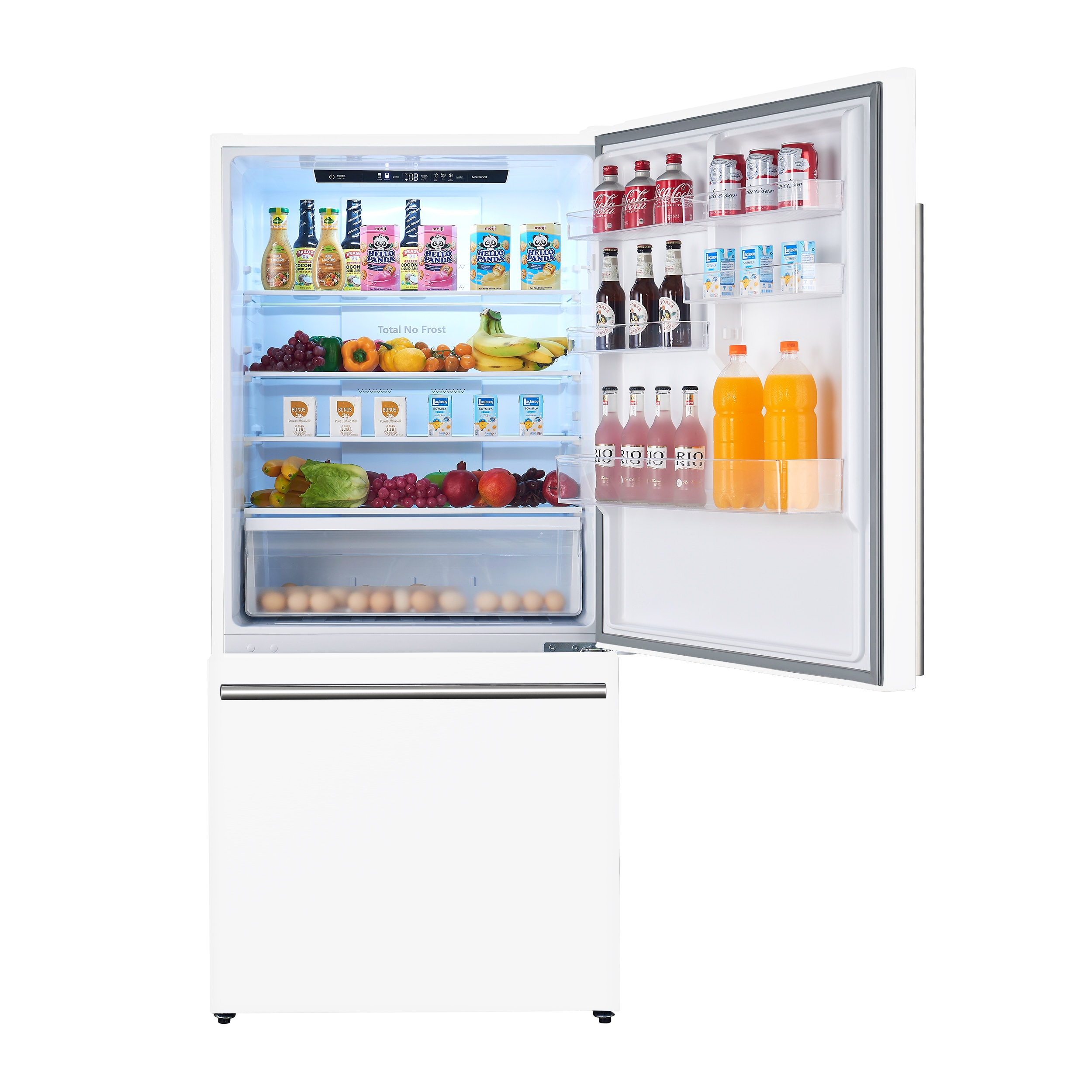 Refrigerador con congelador inferior de profundidad de mostrador de 17.2 pies cúbicos en color blanco, certificado ENERGY STAR