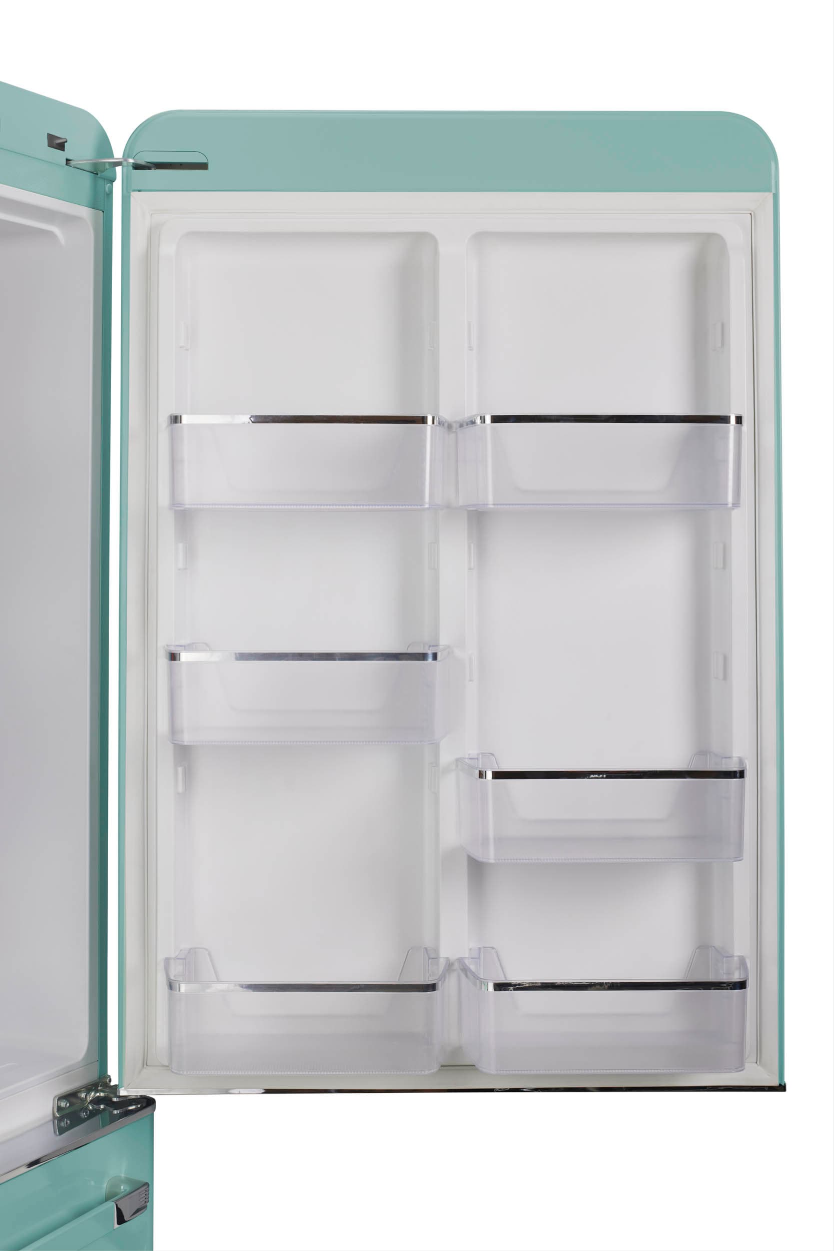Refrigerador Retro Clásico ÚNICO de 17.7 pies cúbicos de Profundidad de Mostrador con Congelador Inferior y Fabricador de Hielo (Turquesa Bruma Oceánica) Certificado ENERGY STAR UGP-510L T AC