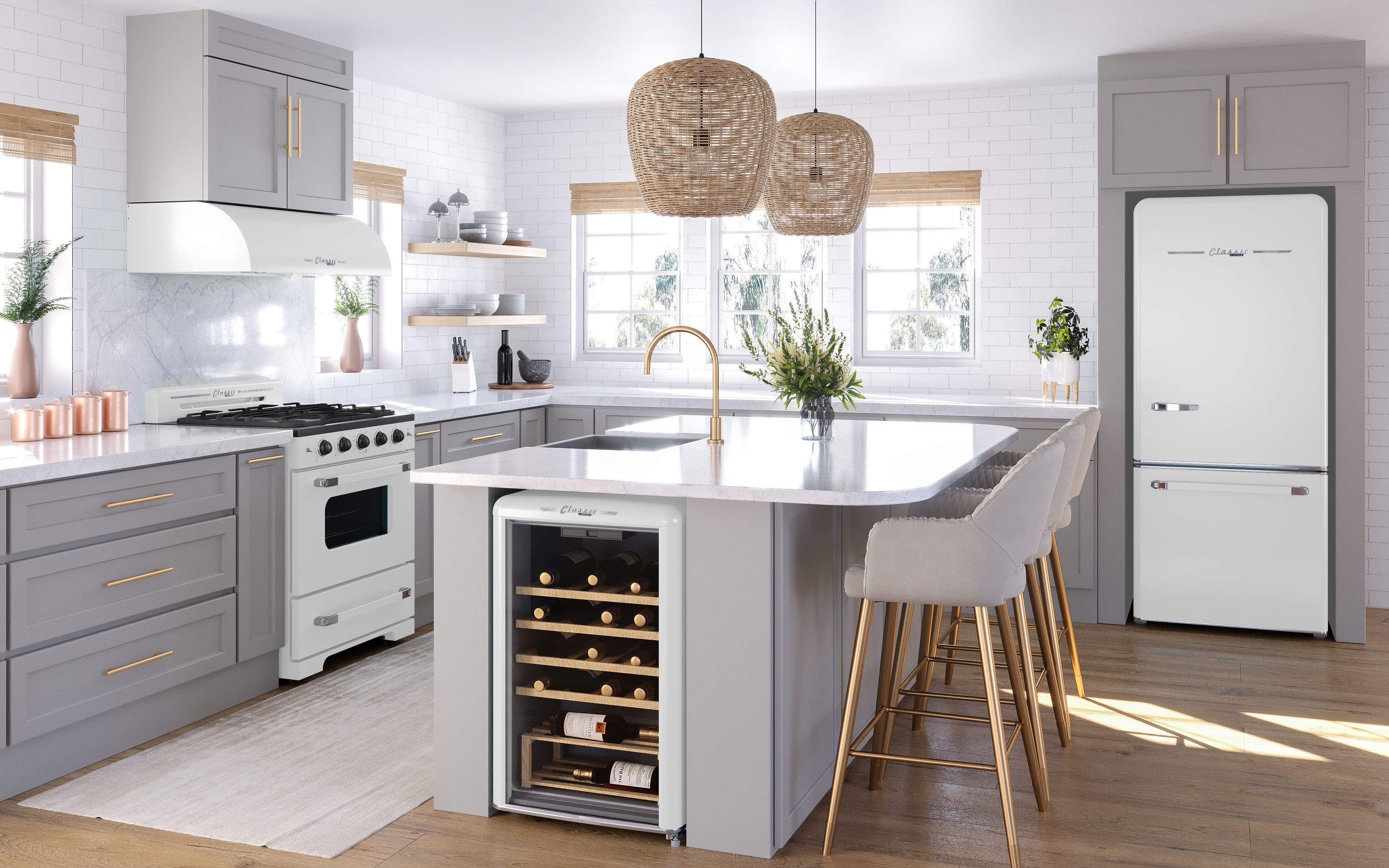 Refrigerador Retro Clásico ÚNICO de 17.7 Pies Cúbicos con Congelador Inferior y Hacedor de Hielo (Blanco Malvavisco) Certificado ENERGY STAR UGP-510L W AC