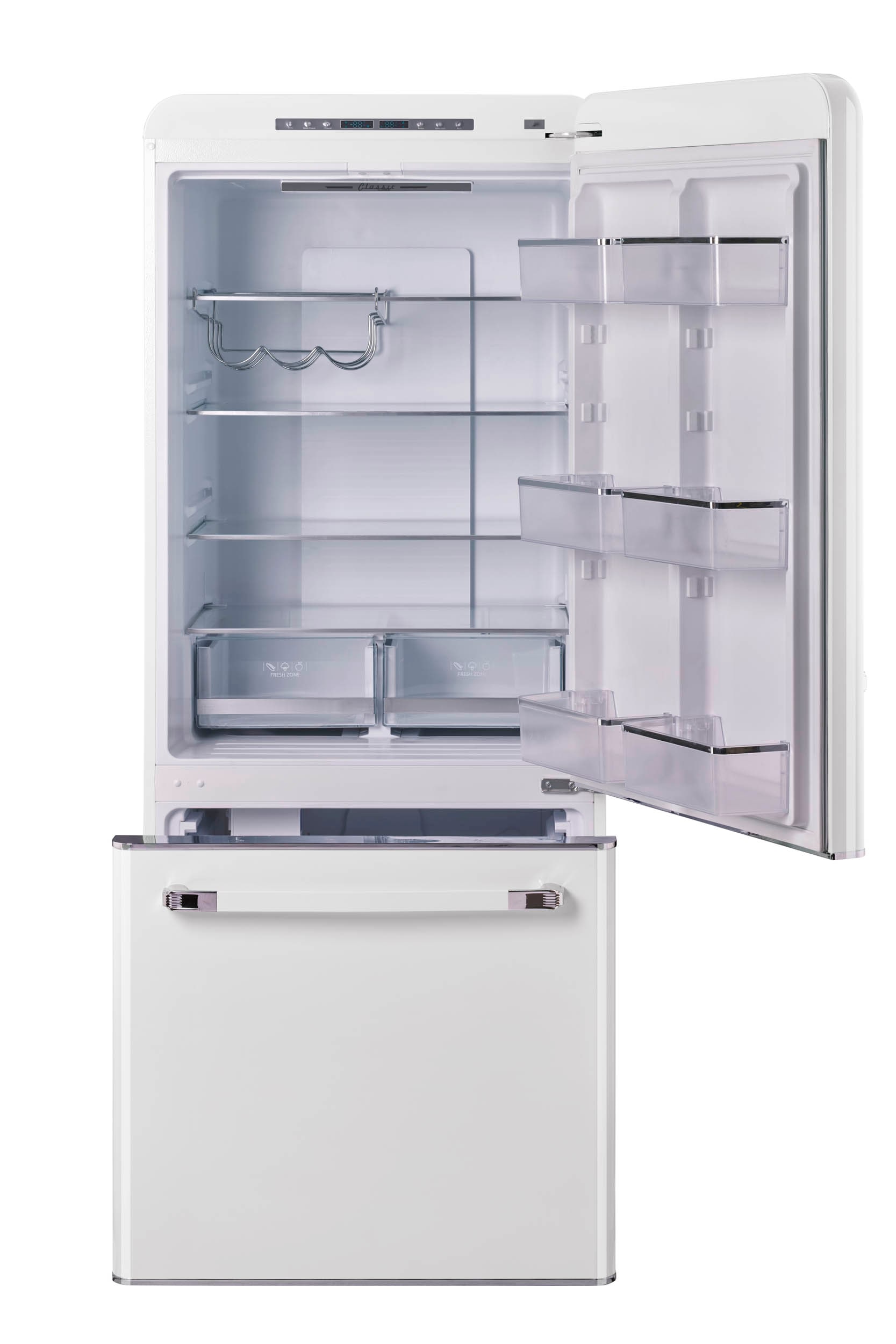 Refrigerador Retro Clásico ÚNICO de 17.7 Pies Cúbicos con Congelador Inferior y Hacedor de Hielo (Blanco Malvavisco) Certificado ENERGY STAR UGP-510L W AC