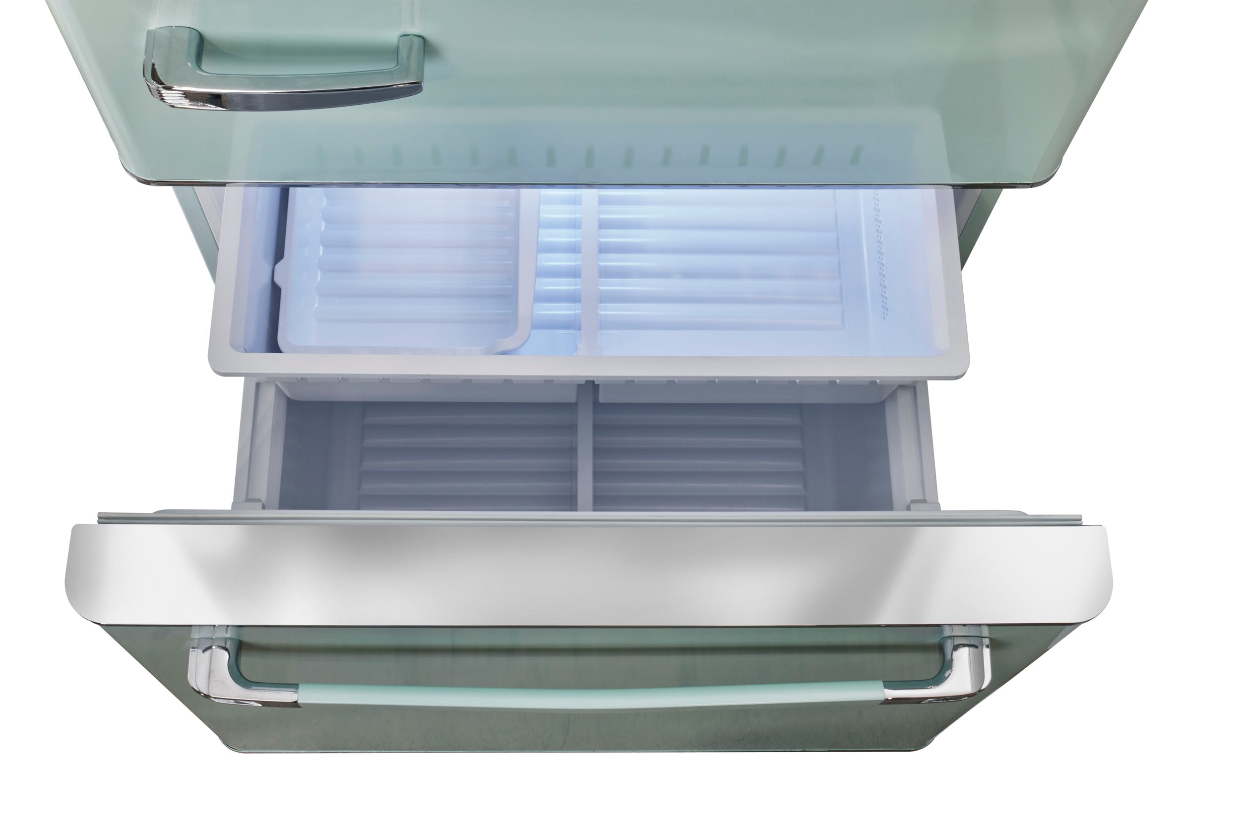 Refrigerador ÚNICO clásico retro de 17.7 pies cúbicos con congelador inferior de profundidad de mostrador y fabricador de hielo (Verde Menta Verano) Certificado ENERGY STAR UGP-510L LG AC
