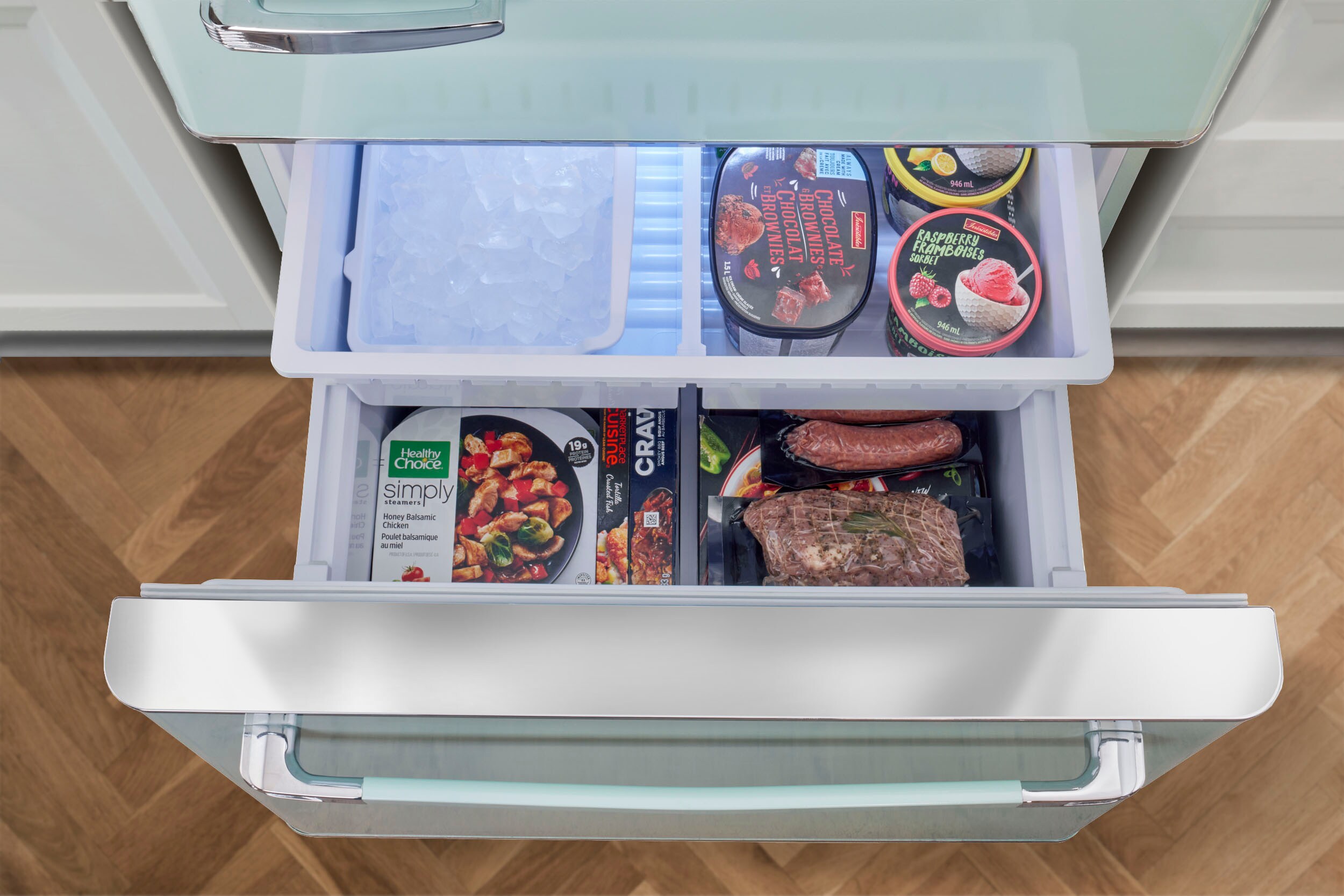 Refrigerador ÚNICO clásico retro de 17.7 pies cúbicos con congelador inferior de profundidad de mostrador y fabricador de hielo (Verde Menta Verano) Certificado ENERGY STAR UGP-510L LG AC