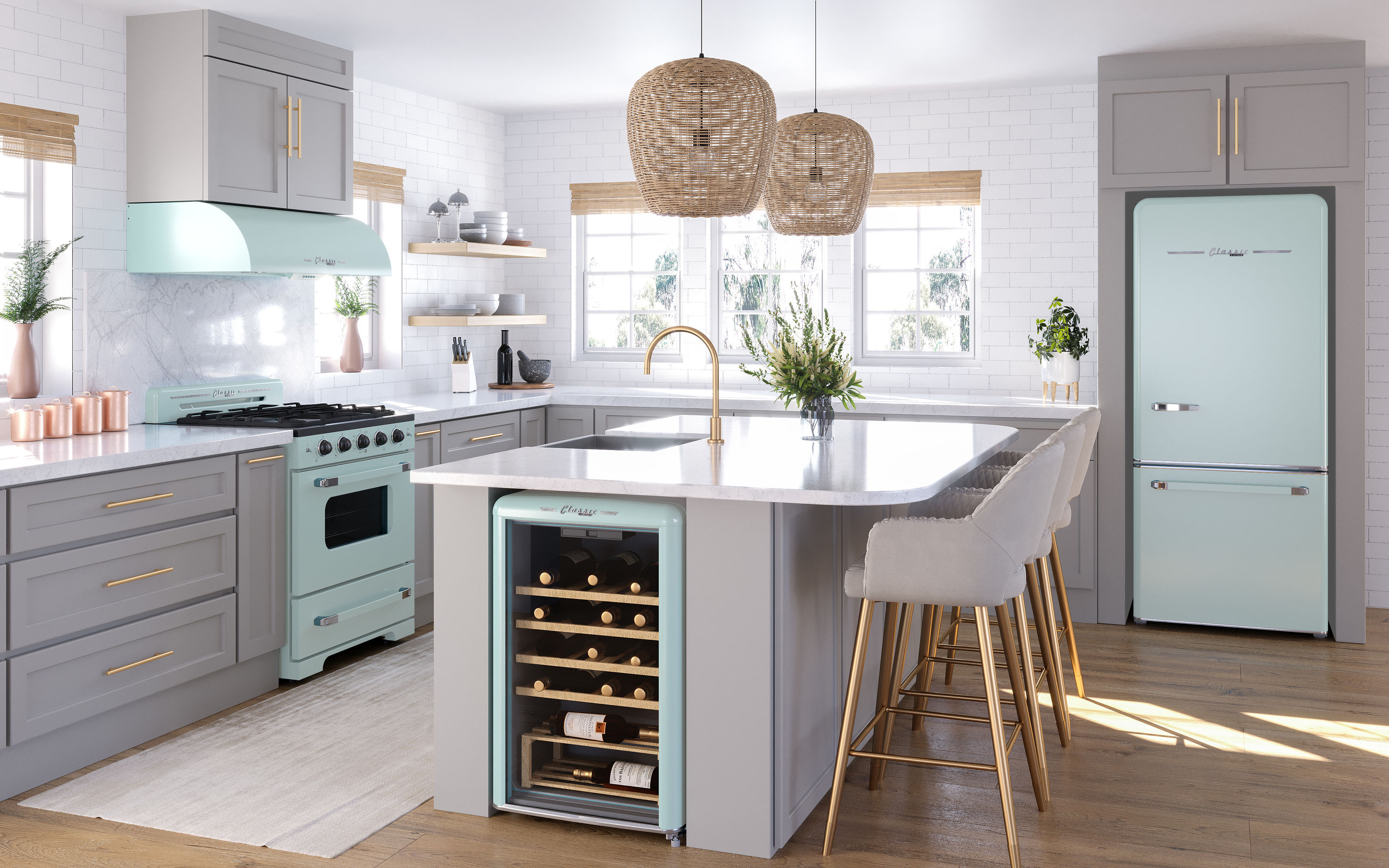Refrigerador ÚNICO clásico retro de 17.7 pies cúbicos con congelador inferior de profundidad de mostrador y fabricador de hielo (Verde Menta Verano) Certificado ENERGY STAR UGP-510L LG AC