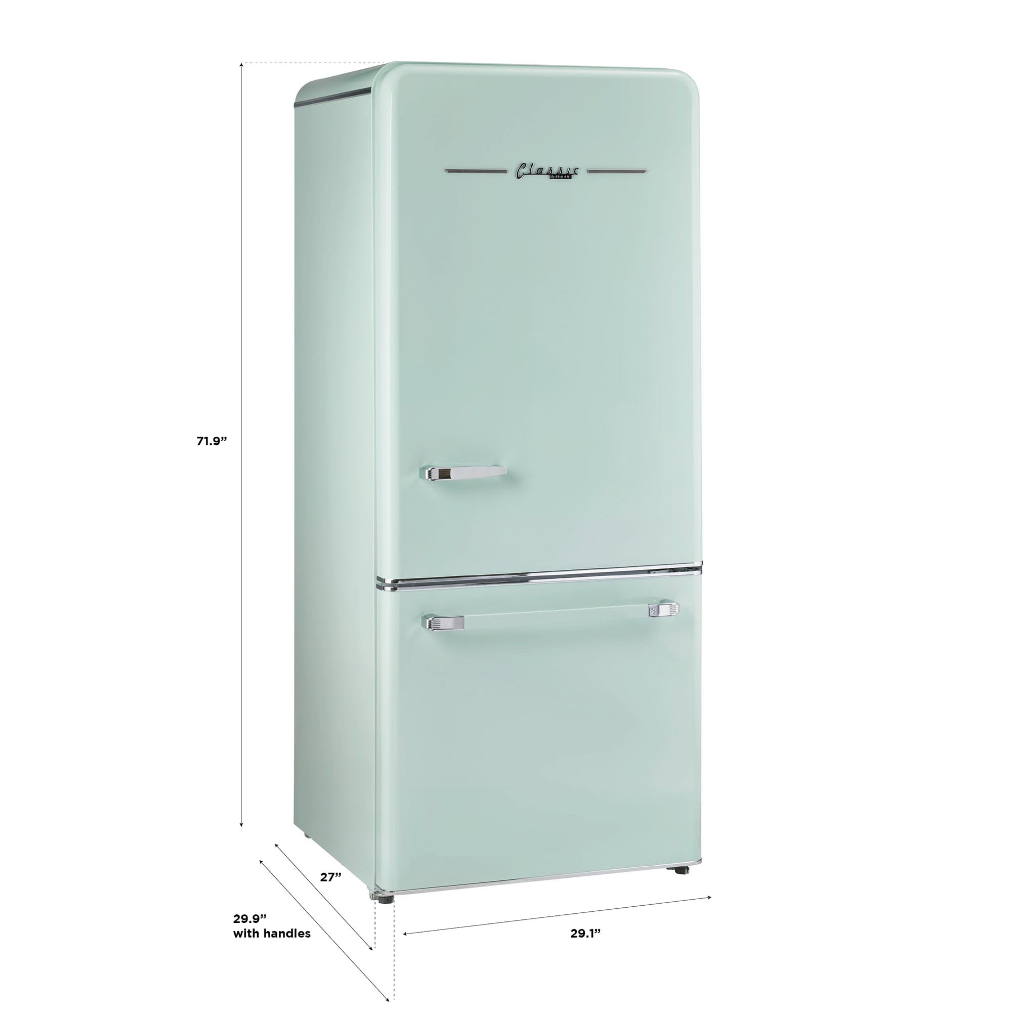 Refrigerador ÚNICO clásico retro de 17.7 pies cúbicos con congelador inferior de profundidad de mostrador y fabricador de hielo (Verde Menta Verano) Certificado ENERGY STAR UGP-510L LG AC