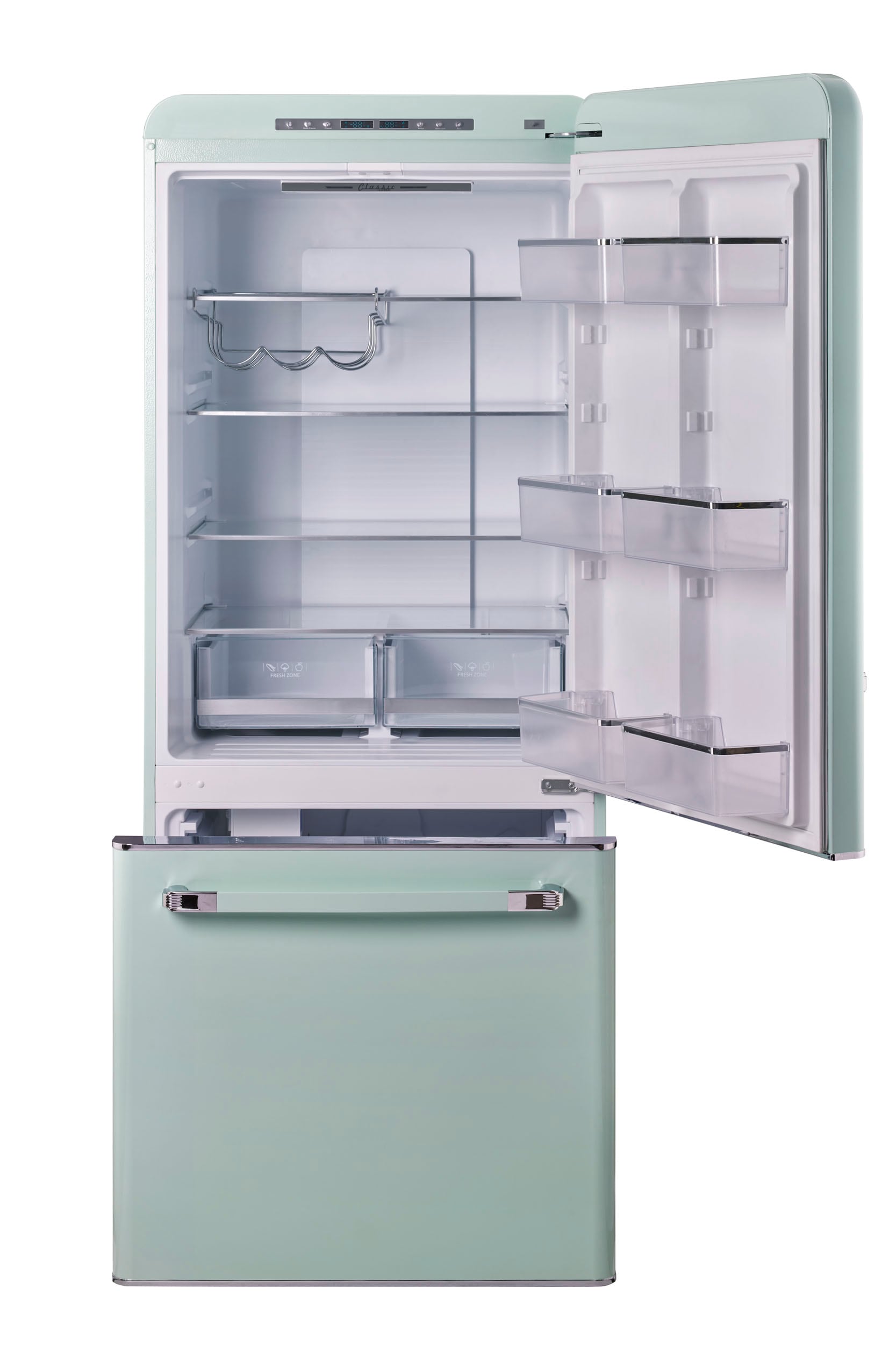 Refrigerador ÚNICO clásico retro de 17.7 pies cúbicos con congelador inferior de profundidad de mostrador y fabricador de hielo (Verde Menta Verano) Certificado ENERGY STAR UGP-510L LG AC