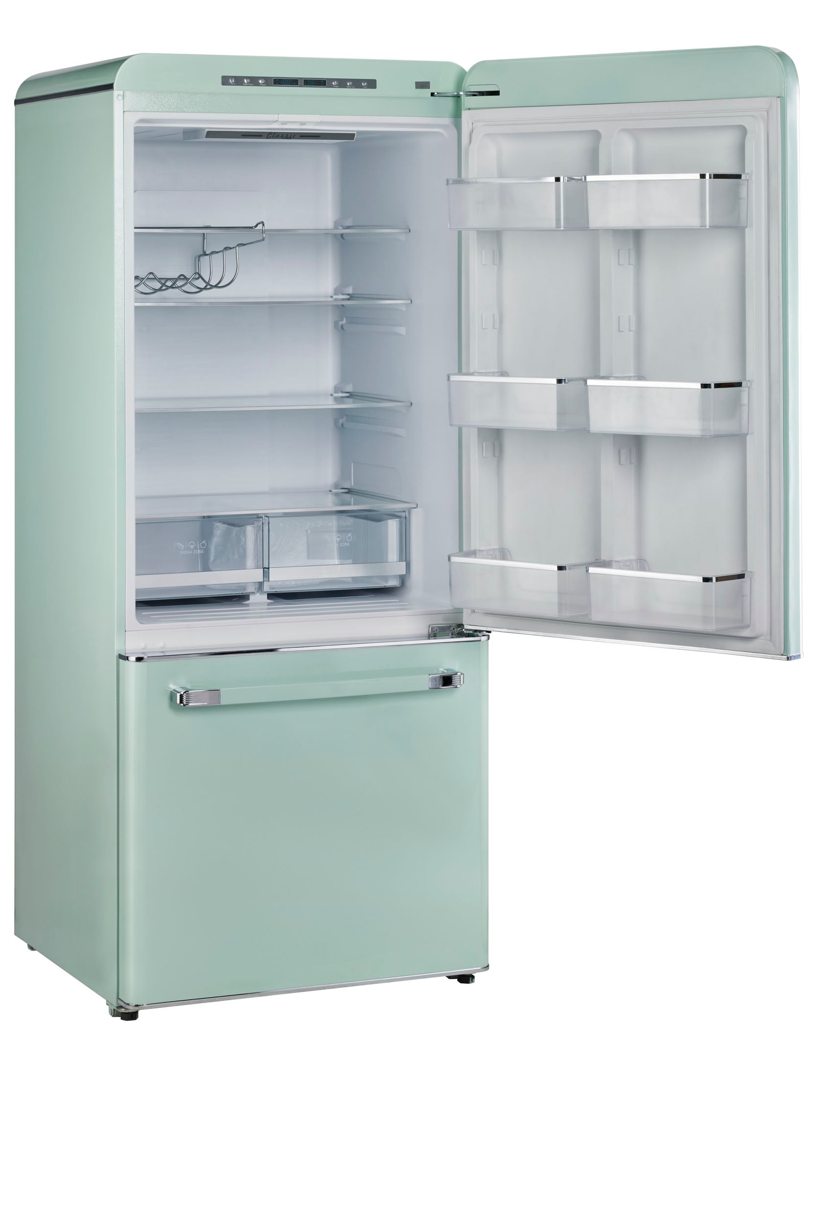 Refrigerador ÚNICO clásico retro de 17.7 pies cúbicos con congelador inferior de profundidad de mostrador y fabricador de hielo (Verde Menta Verano) Certificado ENERGY STAR UGP-510L LG AC