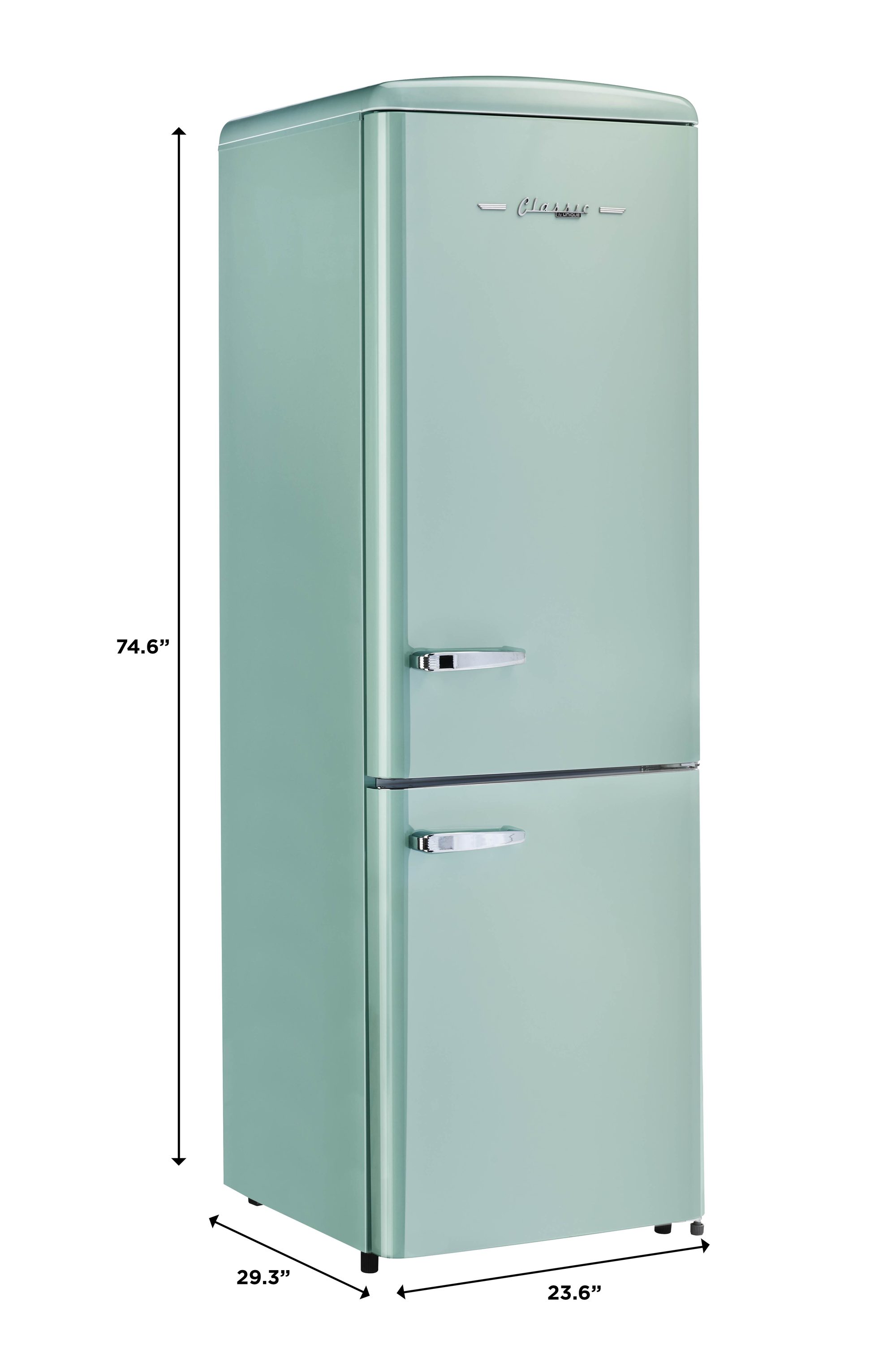 Refrigerador único de estilo clásico retro con congelador inferior de 11.7 pies cúbicos de profundidad de mostrador en color Ocean Mist Turquesa, certificado ENERGY STAR UGP-330L T AC.