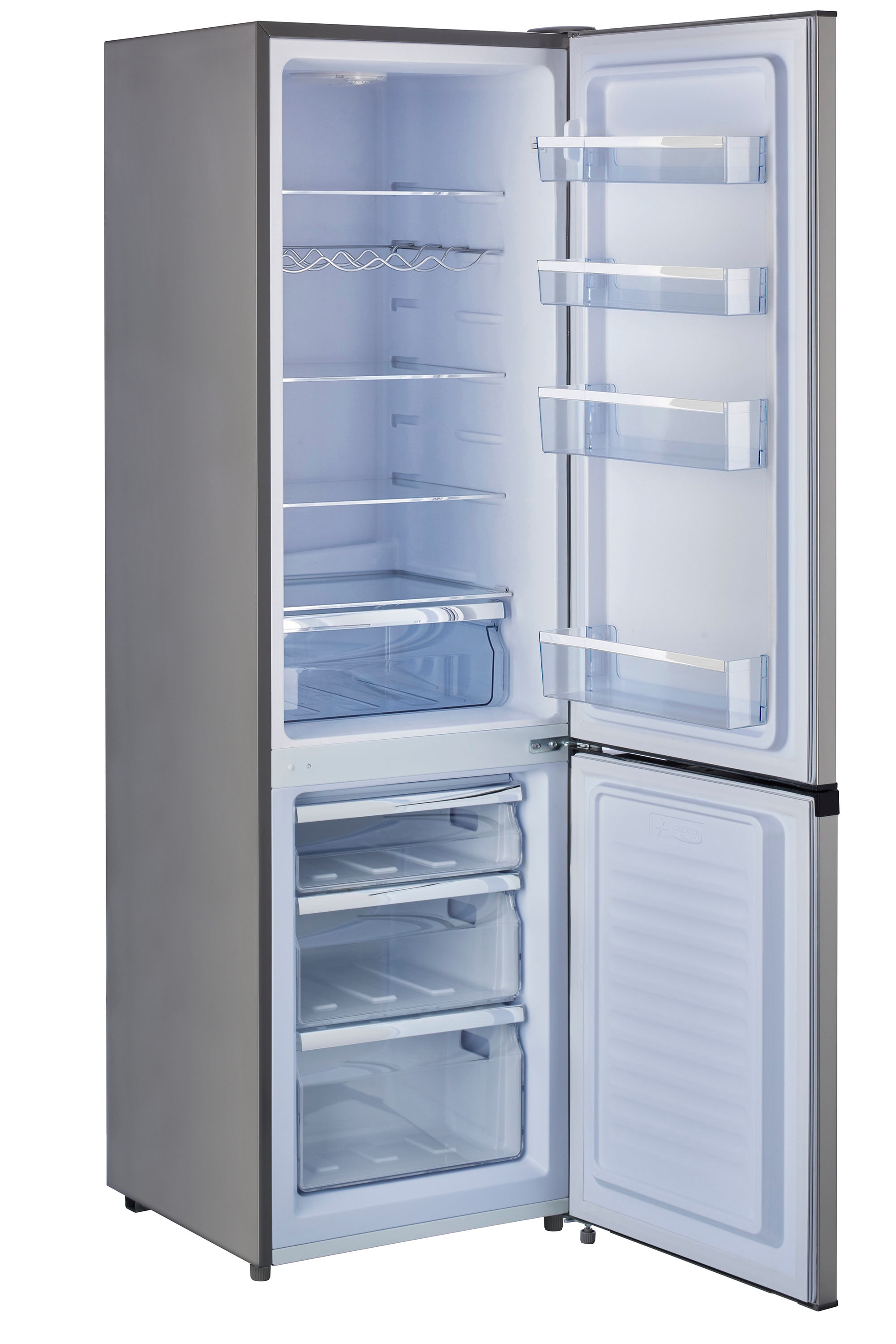 Refrigerador de Acero Inoxidable con Congelador Inferior de Profundidad al Mostrador de 8.7 Pies Cúbicos de Prestigio Único - Certificado ENERGY STAR