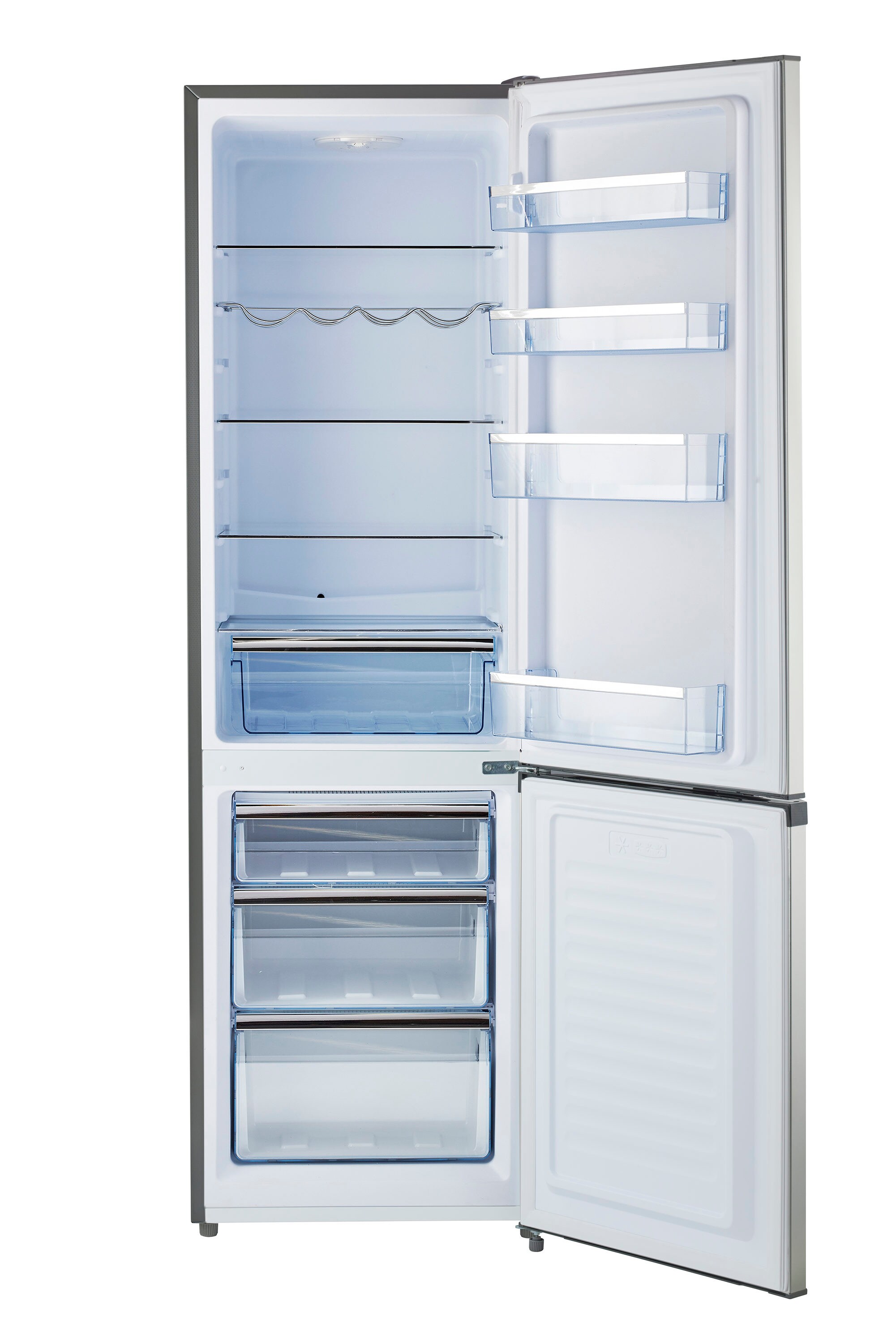 Refrigerador de Acero Inoxidable con Congelador Inferior de Profundidad al Mostrador de 8.7 Pies Cúbicos de Prestigio Único - Certificado ENERGY STAR