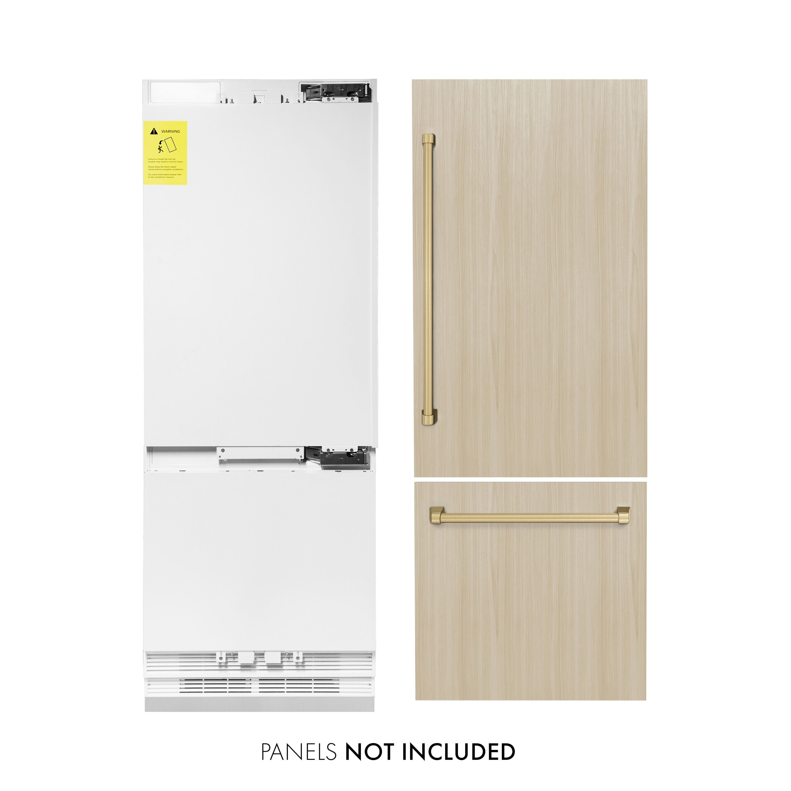 Refrigerador empotrado de fondo congelador y fábrica de hielo, de 16.1 pies cúbicos de ZLINE KITCHEN & BATH, certificado ENERGY STAR (Panel listo) RBIVZ-30-CB