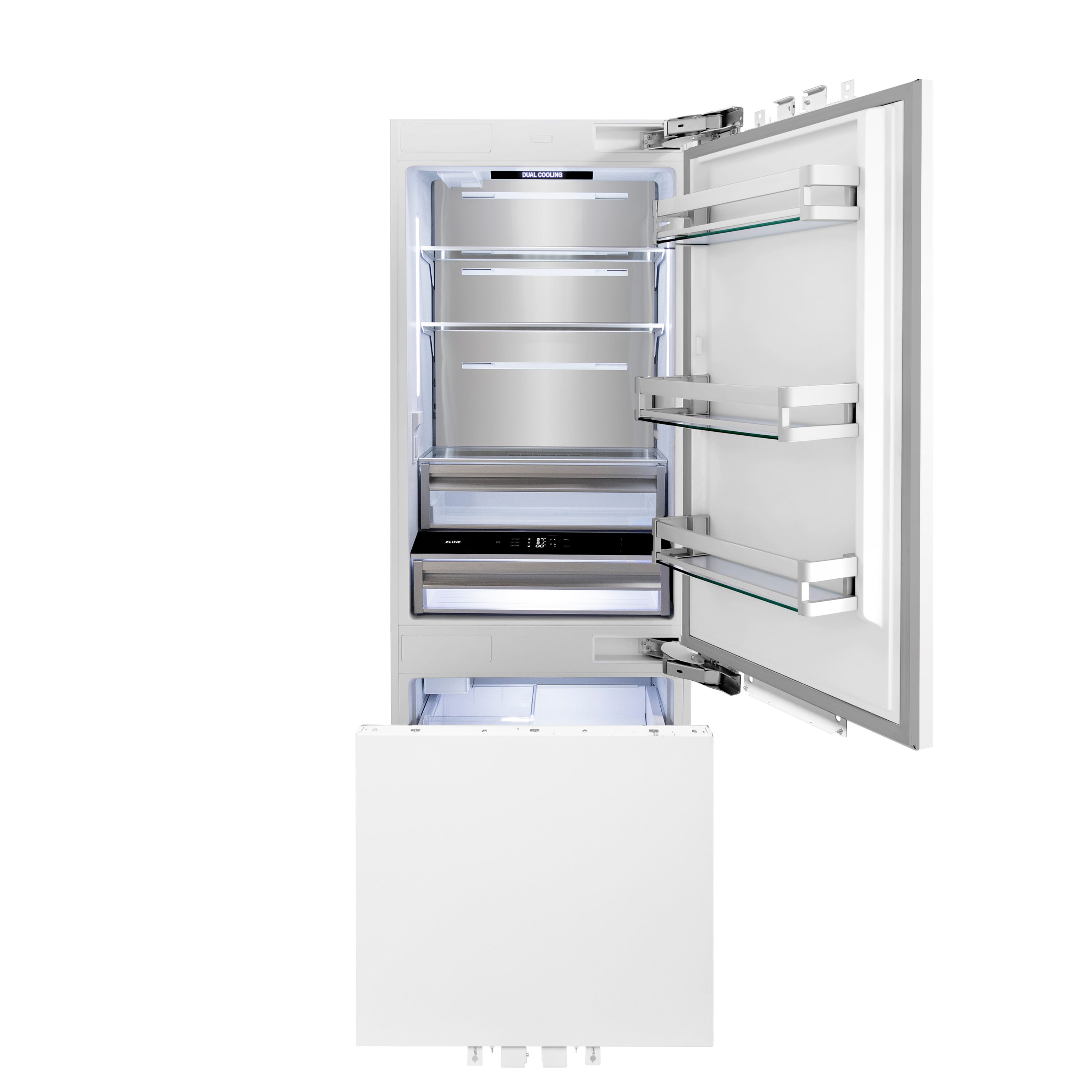Refrigerador empotrado de fondo congelador y fábrica de hielo, de 16.1 pies cúbicos de ZLINE KITCHEN & BATH, certificado ENERGY STAR (Panel listo) RBIVZ-30-CB