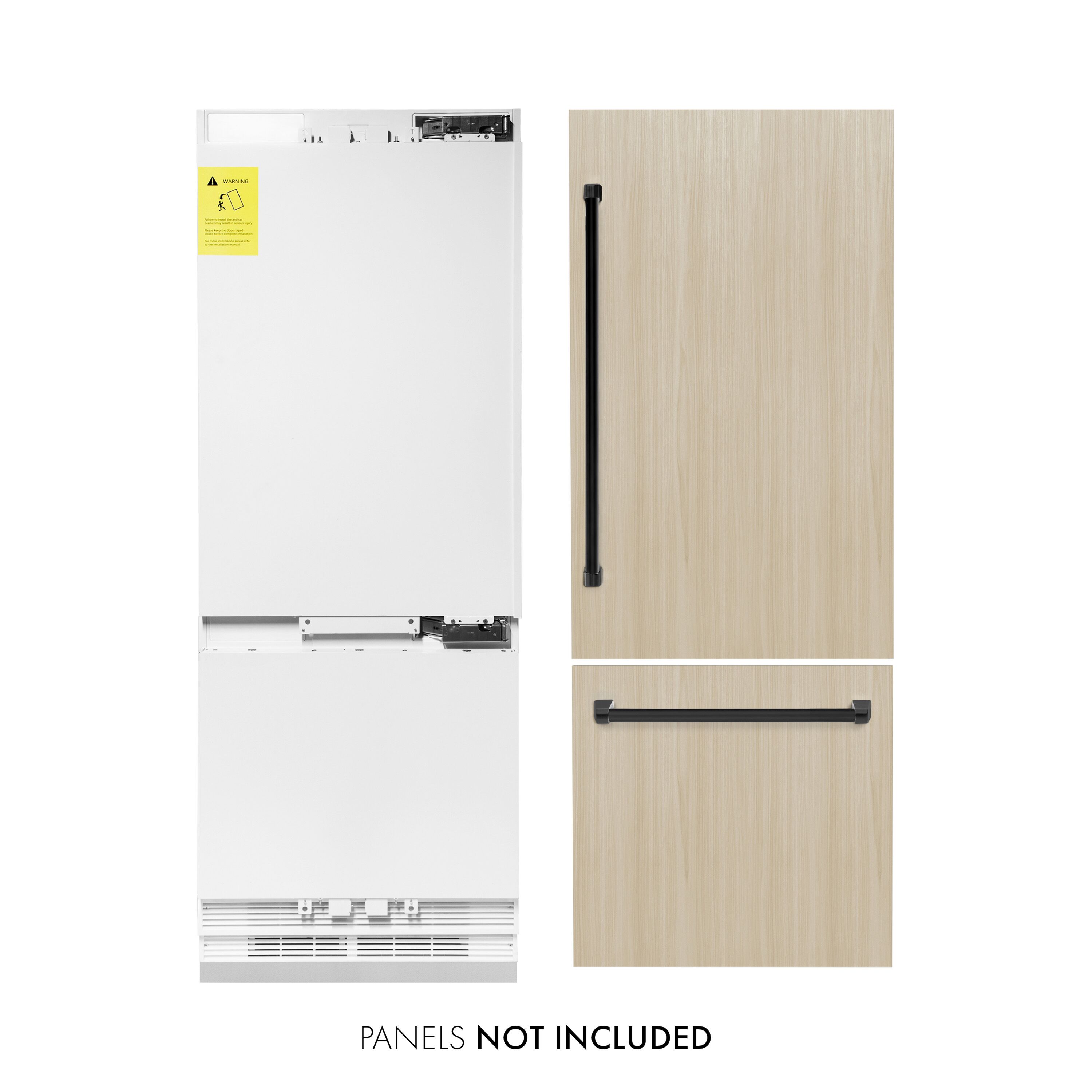 Refrigerador empotrado de fondo libre con fabricador de hielo de 16.1 pies cúbicos de ZLINE KITCHEN & BATH (listo para panel) Certificado ENERGY STAR RBIVZ-30-MB.