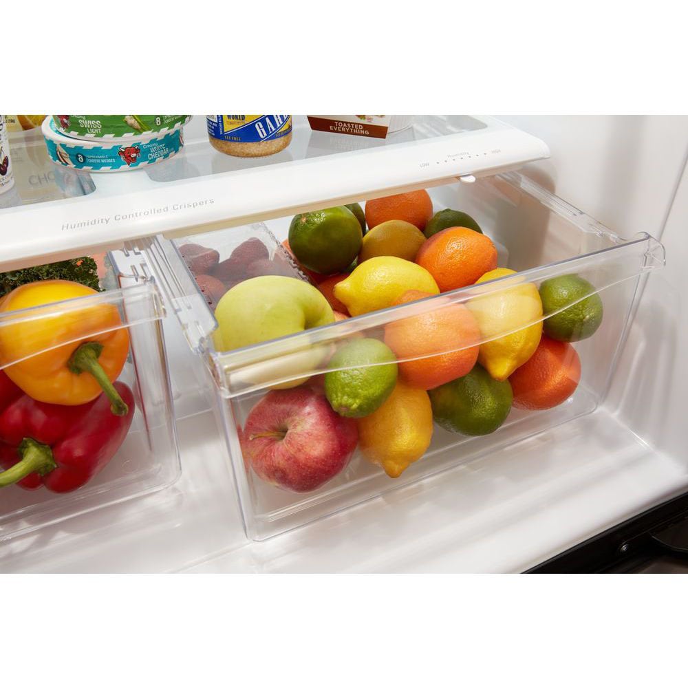 Refrigerador de fondo congelador estándar de 22.1 pies cúbicos de Whirlpool con fabricador de hielo (negro inoxidable resistente a huellas) certificado ENERGY STAR WRB322DMHV