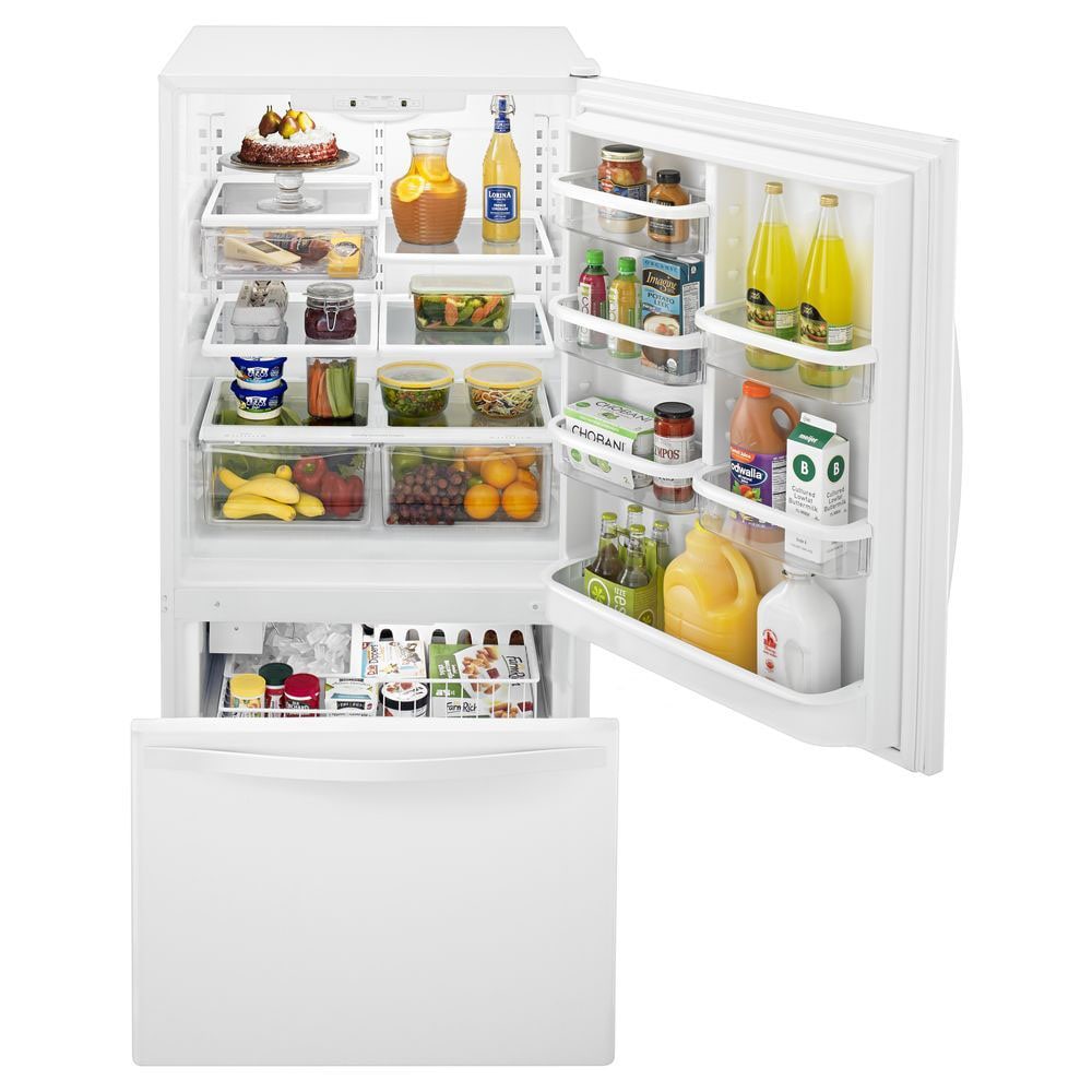 Refrigerador de fondo congelador estándar Whirlpool de 22.07 pies cúbicos con fabricador de hielo (Blanco) Certificado ENERGY STAR WRB322DMBW