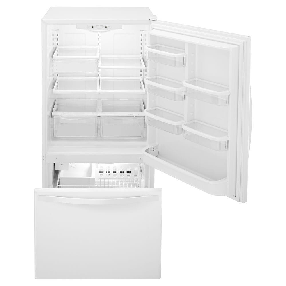 Refrigerador de fondo congelador estándar Whirlpool de 22.07 pies cúbicos con fabricador de hielo (Blanco) Certificado ENERGY STAR WRB322DMBW