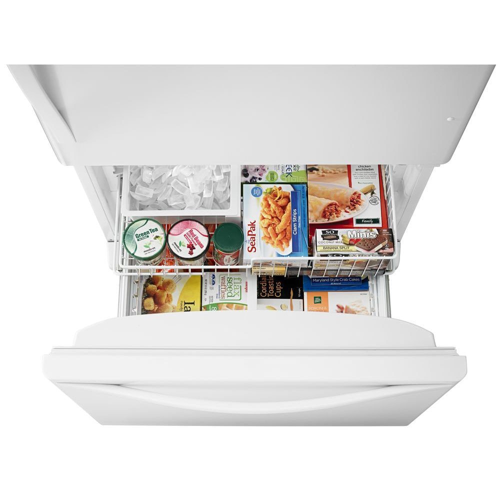 Refrigerador de fondo congelador estándar Whirlpool de 22.07 pies cúbicos con fabricador de hielo (Blanco) Certificado ENERGY STAR WRB322DMBW