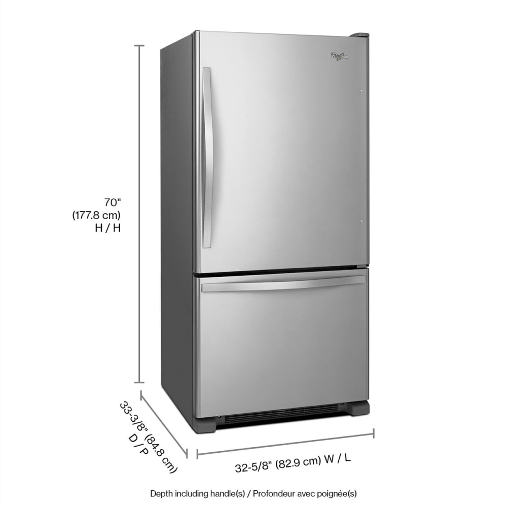Refrigerador con Congelador Inferior de 22.07 pies cúbicos y Fabricador de Hielo en Acero Inoxidable Certificado por ENERGY STAR