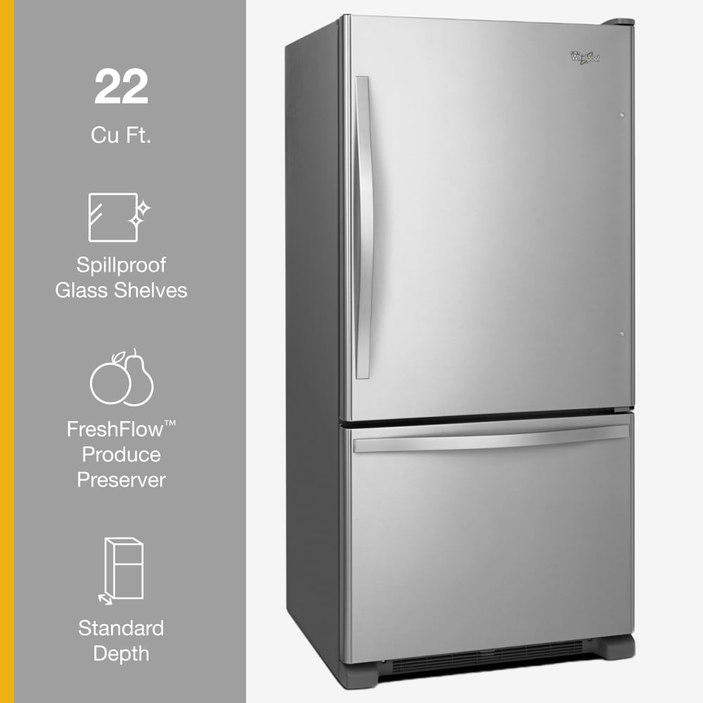 Refrigerador con Congelador Inferior de 22.07 pies cúbicos y Fabricador de Hielo en Acero Inoxidable Certificado por ENERGY STAR