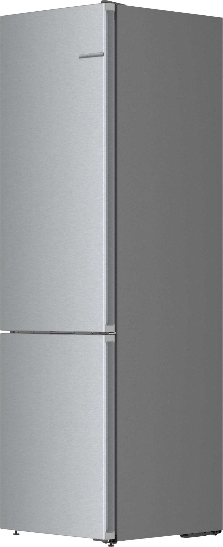 Refrigerador empotrado de fondo congelador, fabricante de hielo y certificación ENERGY STAR de la serie 800 de Bosch de acero inoxidable con una capacidad de 12.8 pies cúbicos.