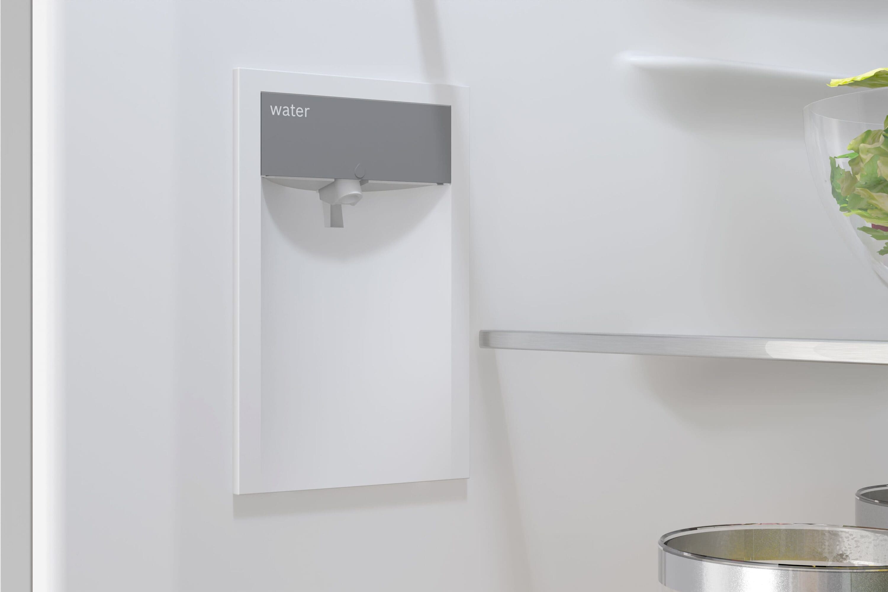 Refrigerador empotrado de fondo congelador, fabricante de hielo y certificación ENERGY STAR de la serie 800 de Bosch de acero inoxidable con una capacidad de 12.8 pies cúbicos.