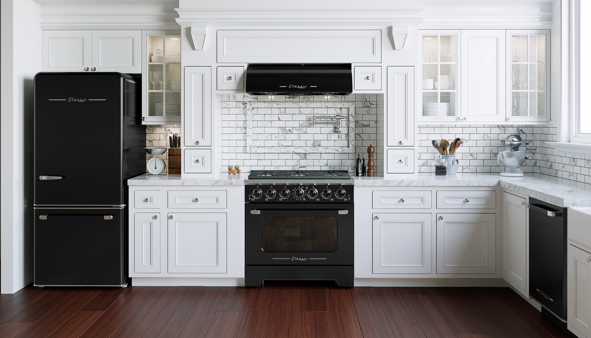 Refrigerador Único Clásico Retro de Profundidad de Mostrador de 17.7 pies cúbicos con Fabricador de Hielo (Negro Medianoche) Certificado ENERGY STAR UGP-510L B AC