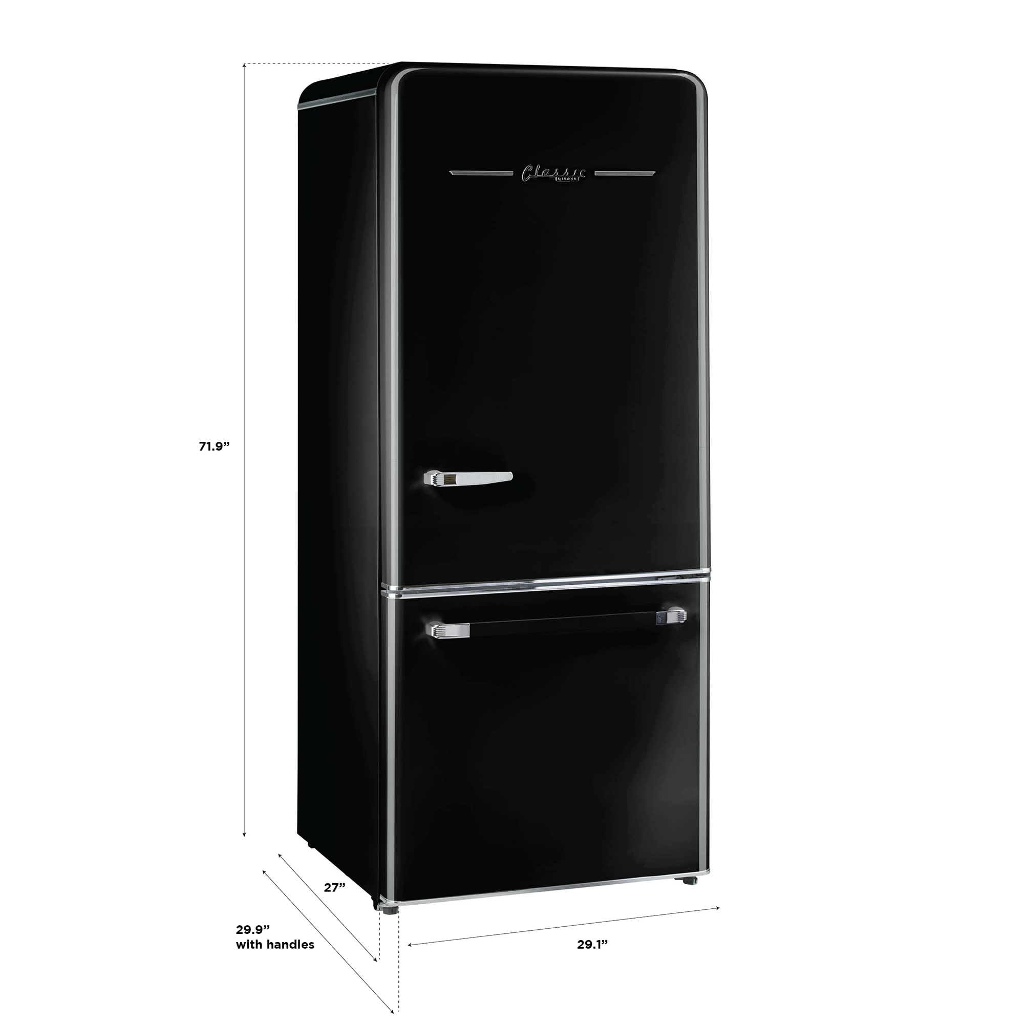 Refrigerador Único Clásico Retro de Profundidad de Mostrador de 17.7 pies cúbicos con Fabricador de Hielo (Negro Medianoche) Certificado ENERGY STAR UGP-510L B AC
