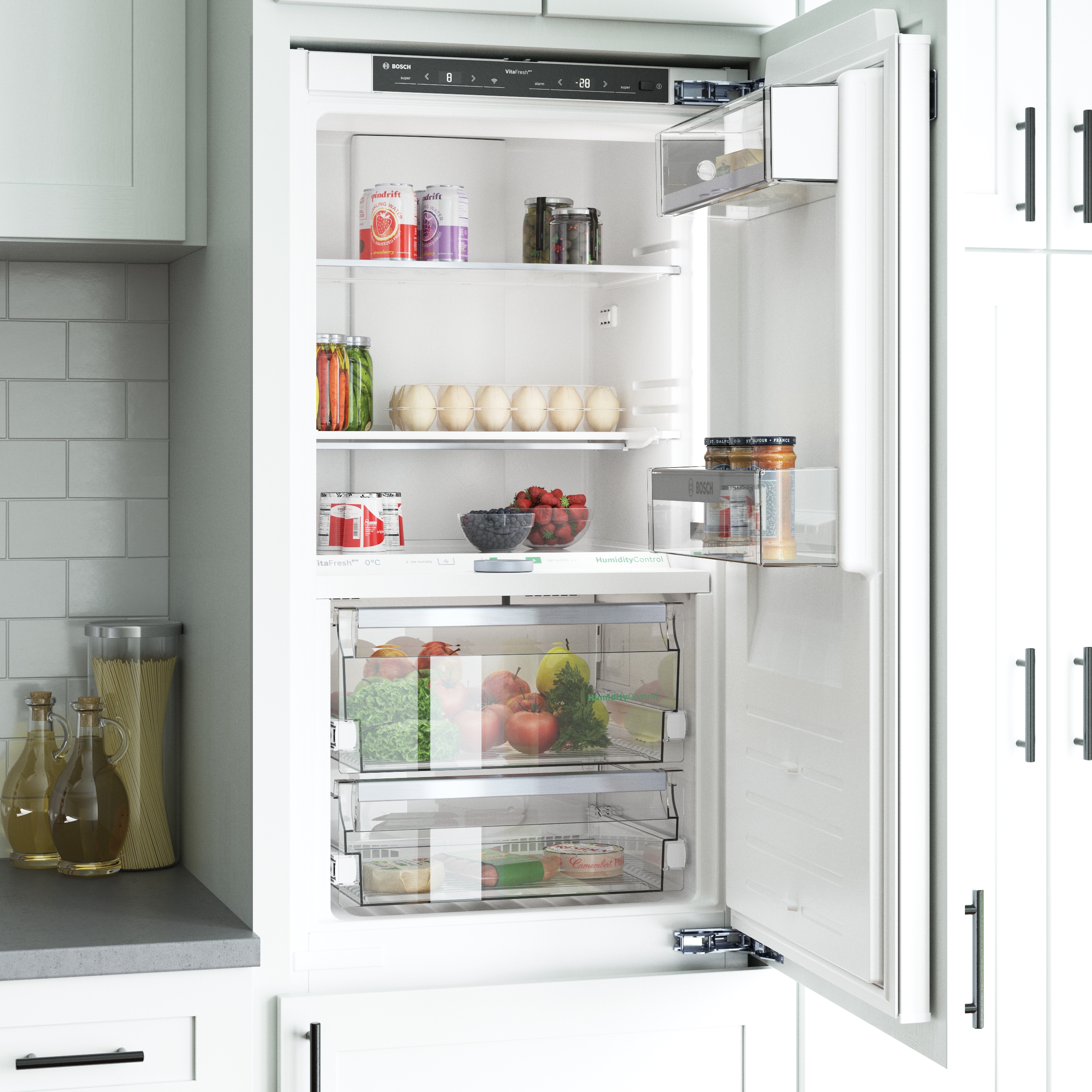 Refrigerador empotrado de fondo con congelador inferior de panel personalizado de la Serie 800 Bosch con conectividad Home Connect de 9 pies cúbicos (listo para panel) Certificado ENERGY STAR B09IB91NSP