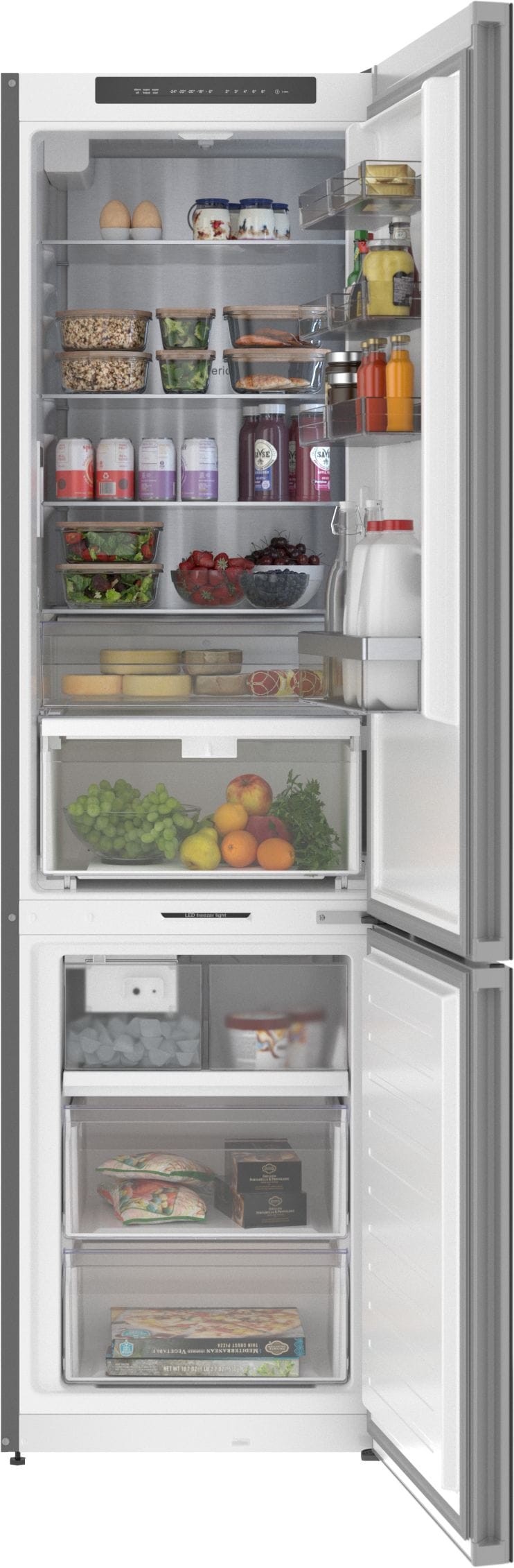 Refrigerador empotrable Bosch Serie 800 de 13 pies cúbicos con congelador inferior y fabricador de hielo (negro) certificado ENERGY STAR