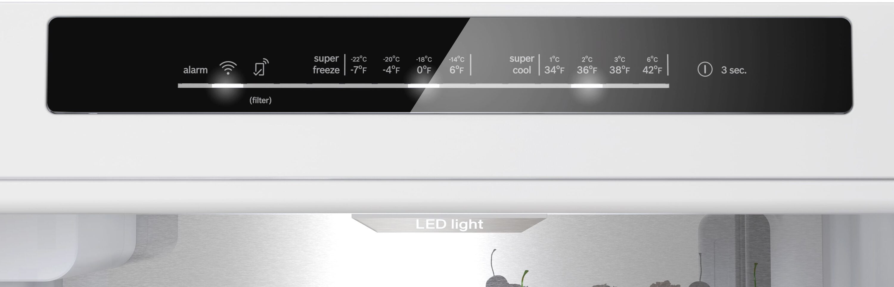 Refrigerador empotrable Bosch Serie 800 de 13 pies cúbicos con congelador inferior y fabricador de hielo (negro) certificado ENERGY STAR