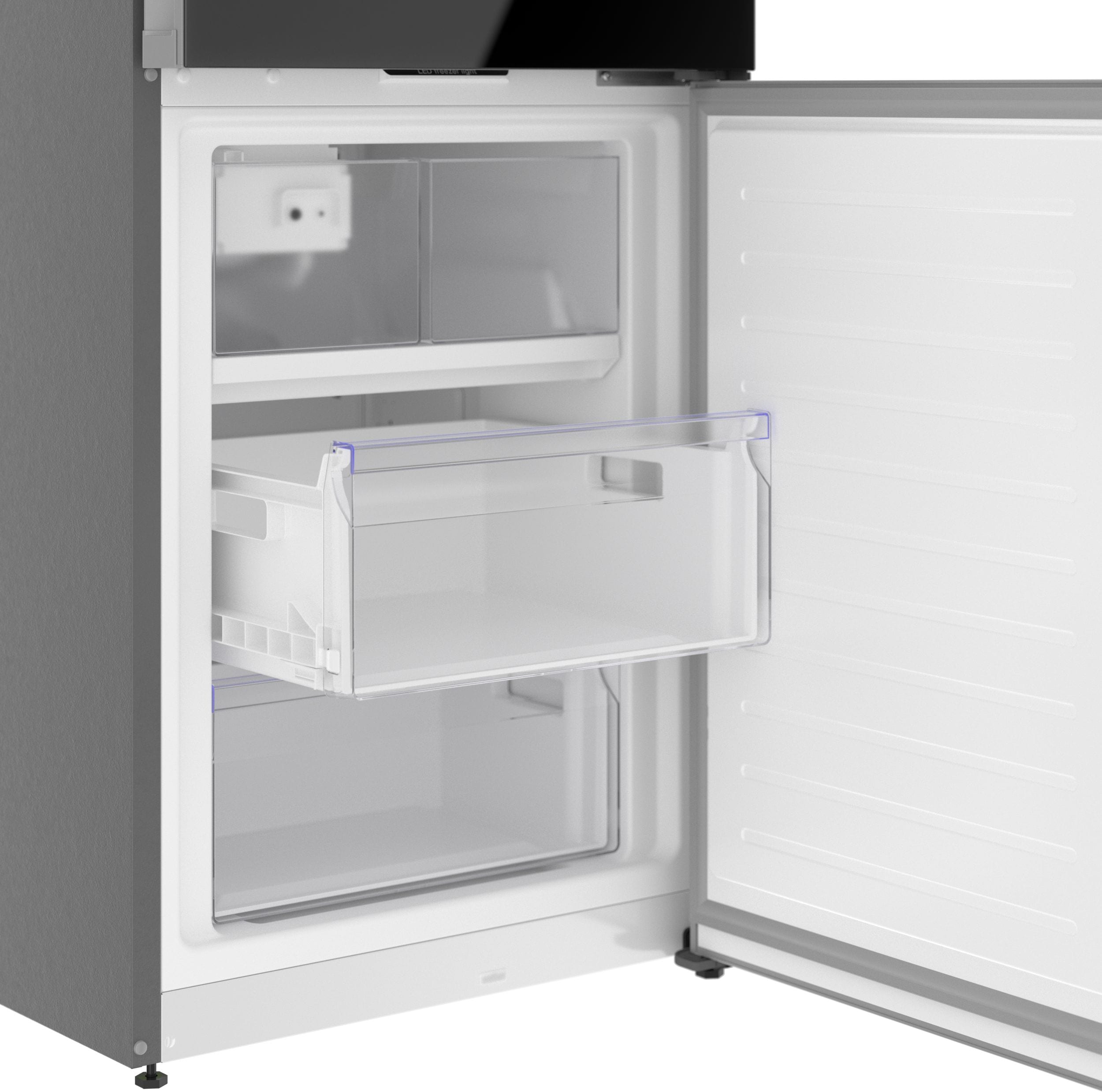 Refrigerador empotrable Bosch Serie 800 de 13 pies cúbicos con congelador inferior y fabricador de hielo (negro) certificado ENERGY STAR