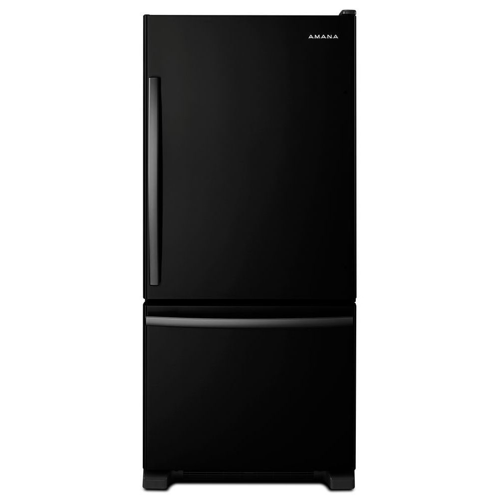 Refrigerador con congelador inferior de profundidad estándar de 18.6 pies cúbicos Amana, con opción de fabricador de hielo (se vende por separado) (Negro) ABB1924BRB