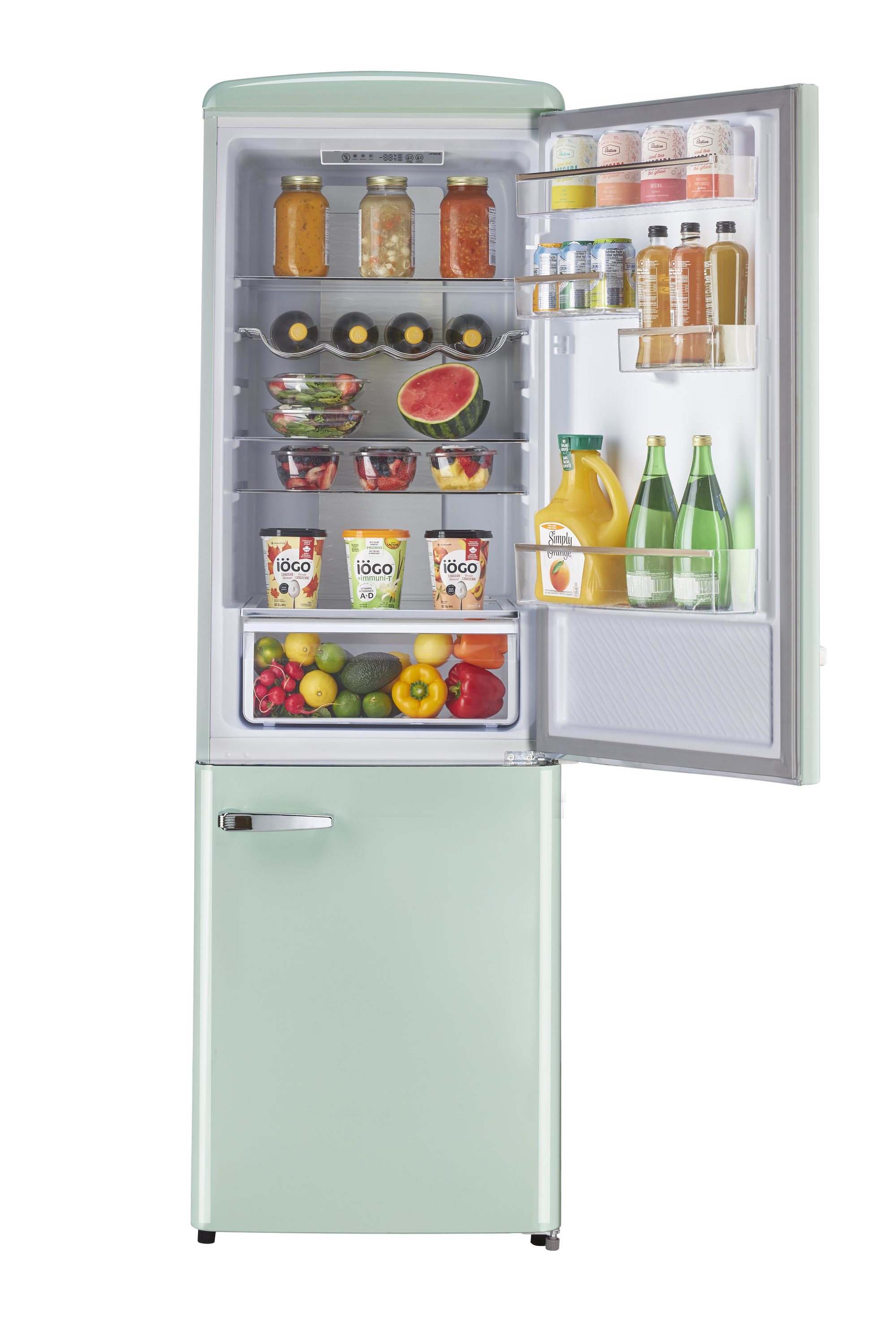 Refrigerador único clásico retro de 11.7 pies cúbicos con congelador inferior de profundidad de mostrador en verde menta veraniego (certificado ENERGY STAR) UGP-330L LG AC