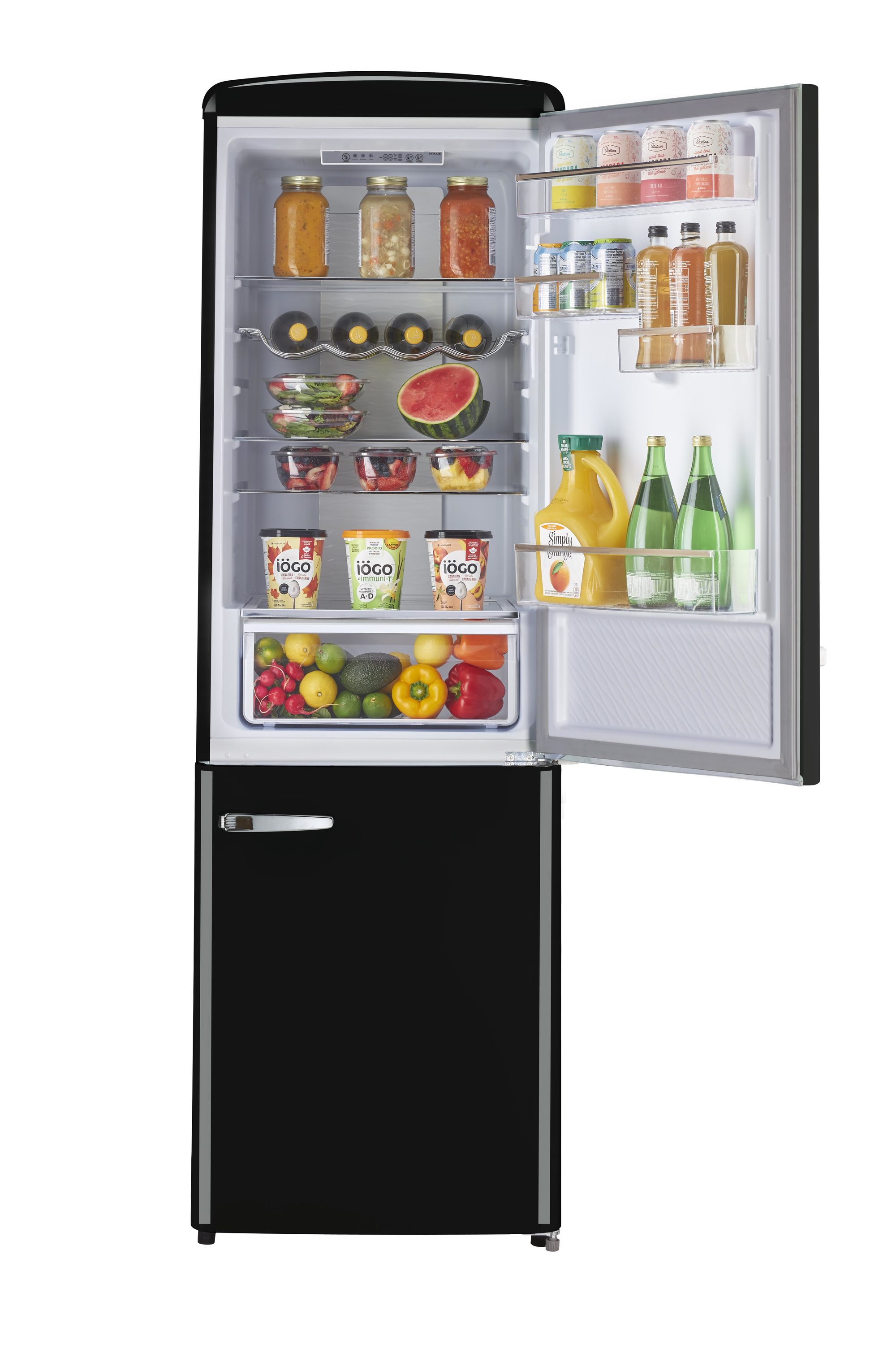 Refrigerador Retro Clásico ÚNICO de 11.7 pies cúbicos con congelador inferior de profundidad de mostrador en Negro Medianoche - Certificado ENERGY STAR