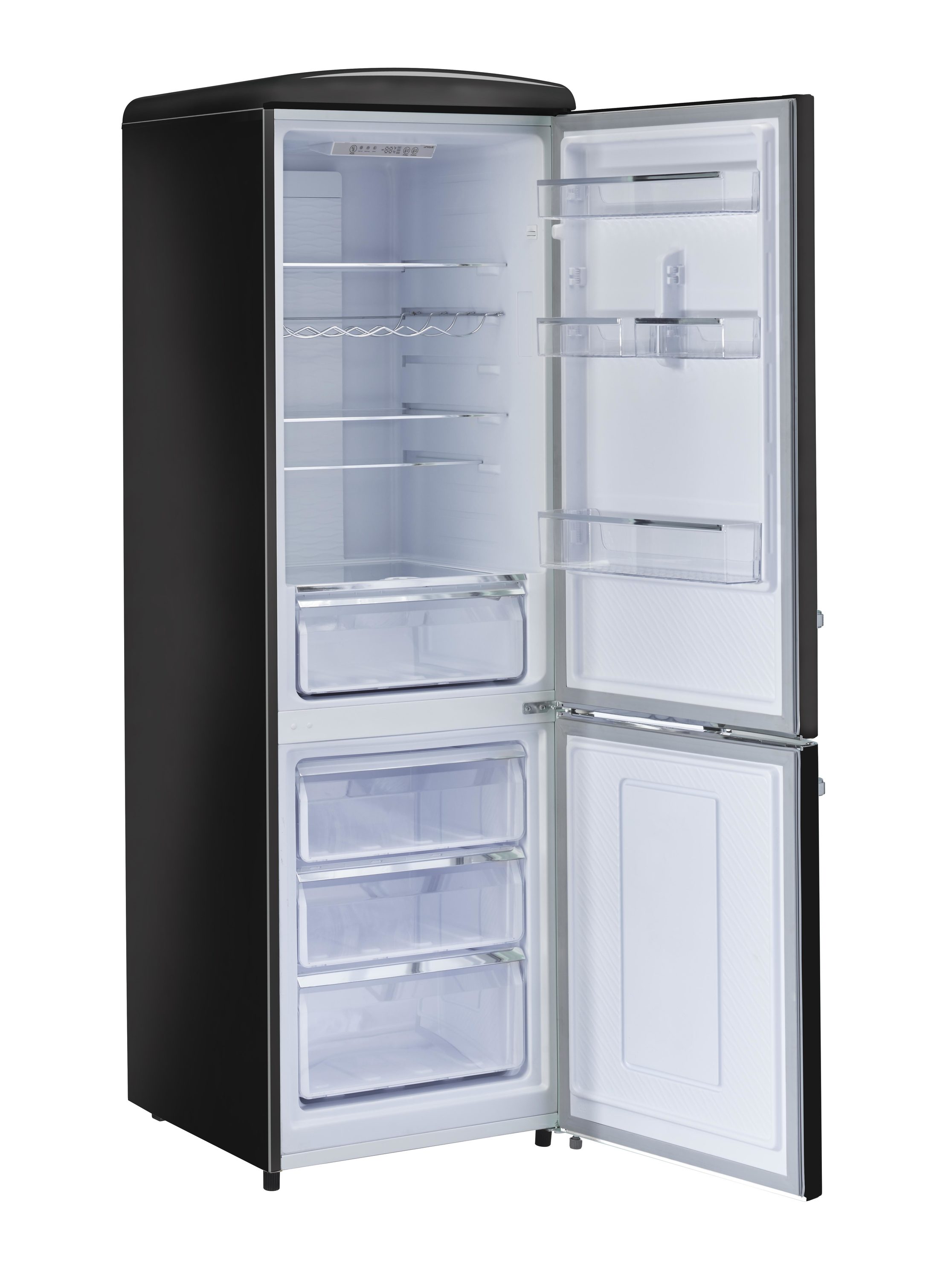 Refrigerador Retro Clásico ÚNICO de 11.7 pies cúbicos con congelador inferior de profundidad de mostrador en Negro Medianoche - Certificado ENERGY STAR